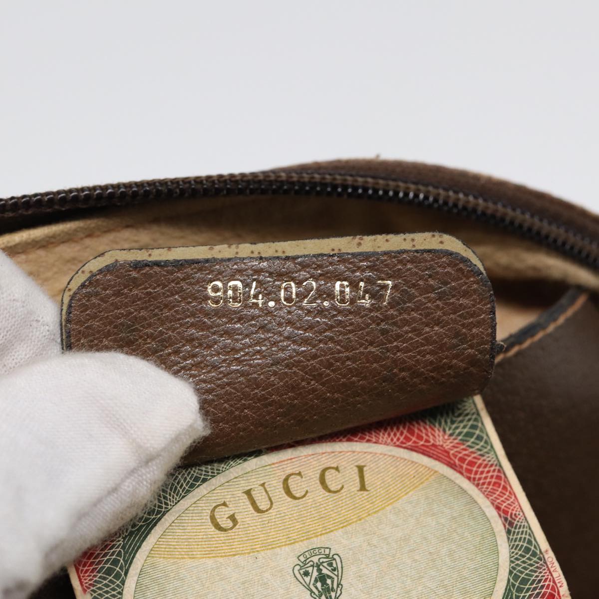 GUCCI GG Supreme Web Sherry Line Shoulder Bag PVC Beige 904 02 047 Auth 85369