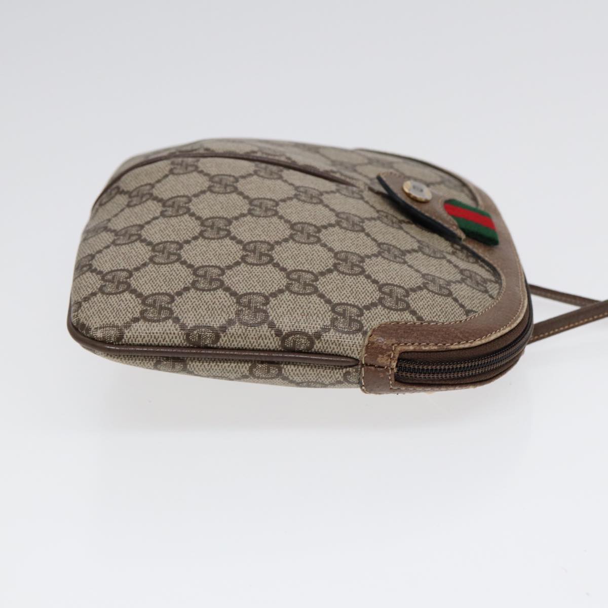 GUCCI GG Supreme Web Sherry Line Shoulder Bag PVC Beige 904 02 047 Auth 85369