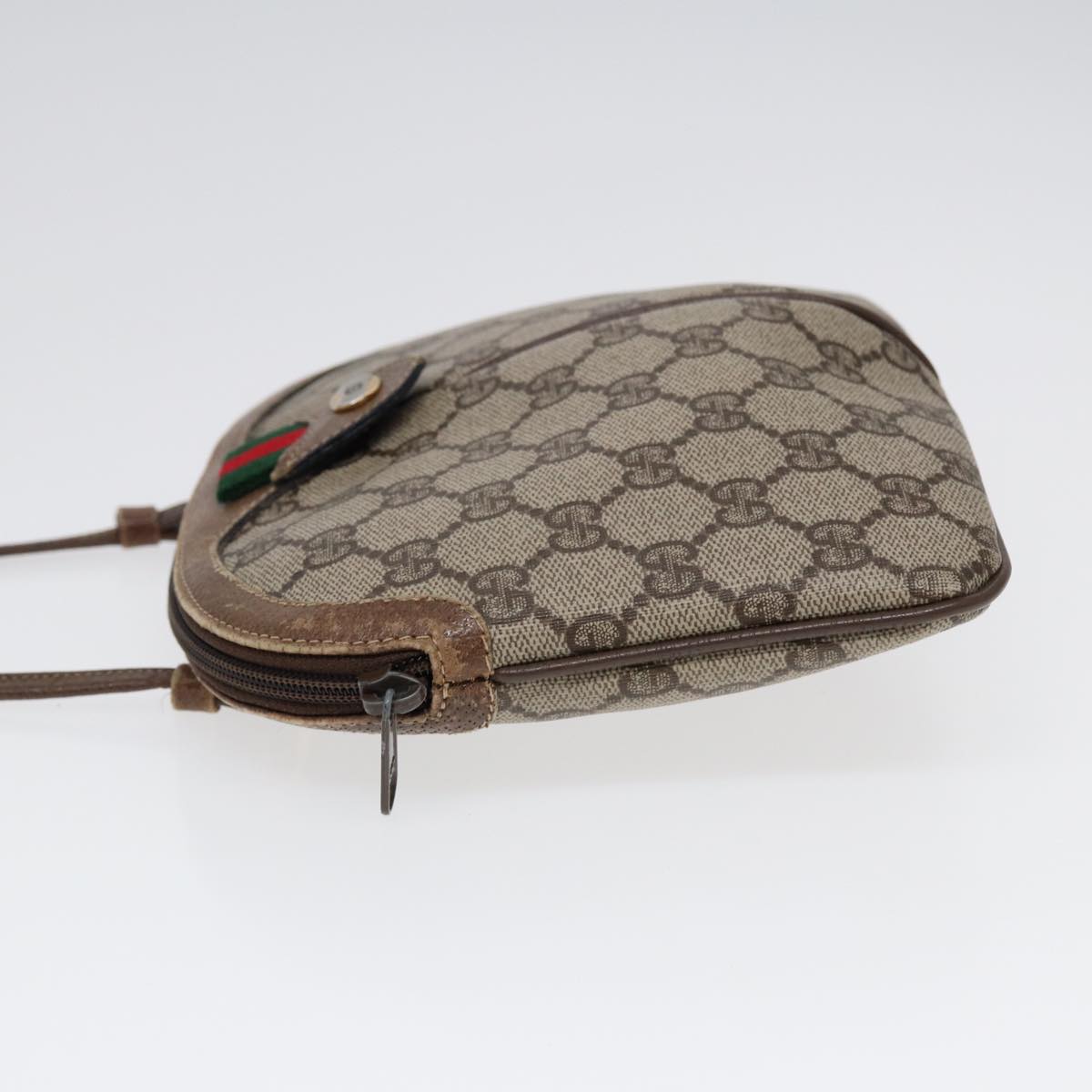 GUCCI GG Supreme Web Sherry Line Shoulder Bag PVC Beige 904 02 047 Auth 85369