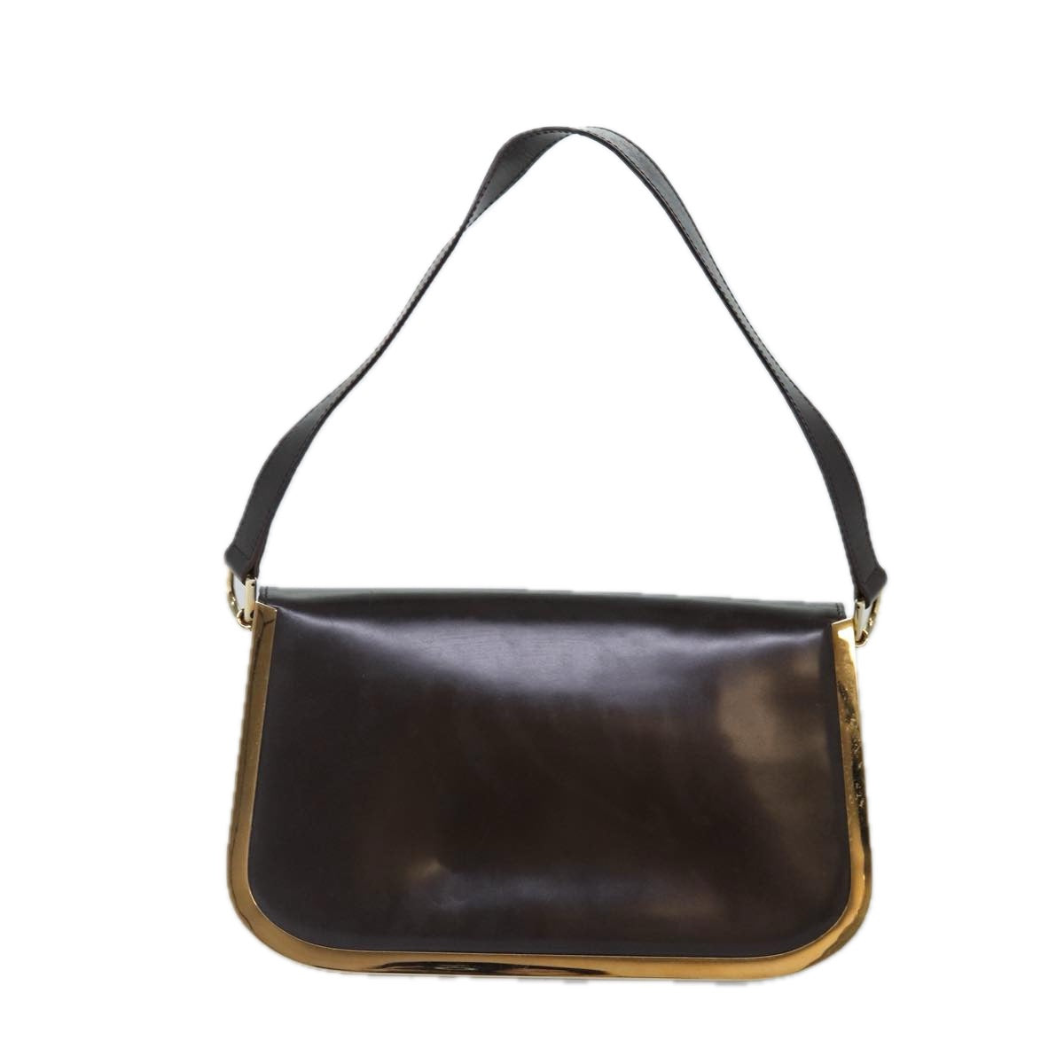 GUCCI Shoulder Bag Leather Gold Brown 001 2058 1764 0 Auth 85409