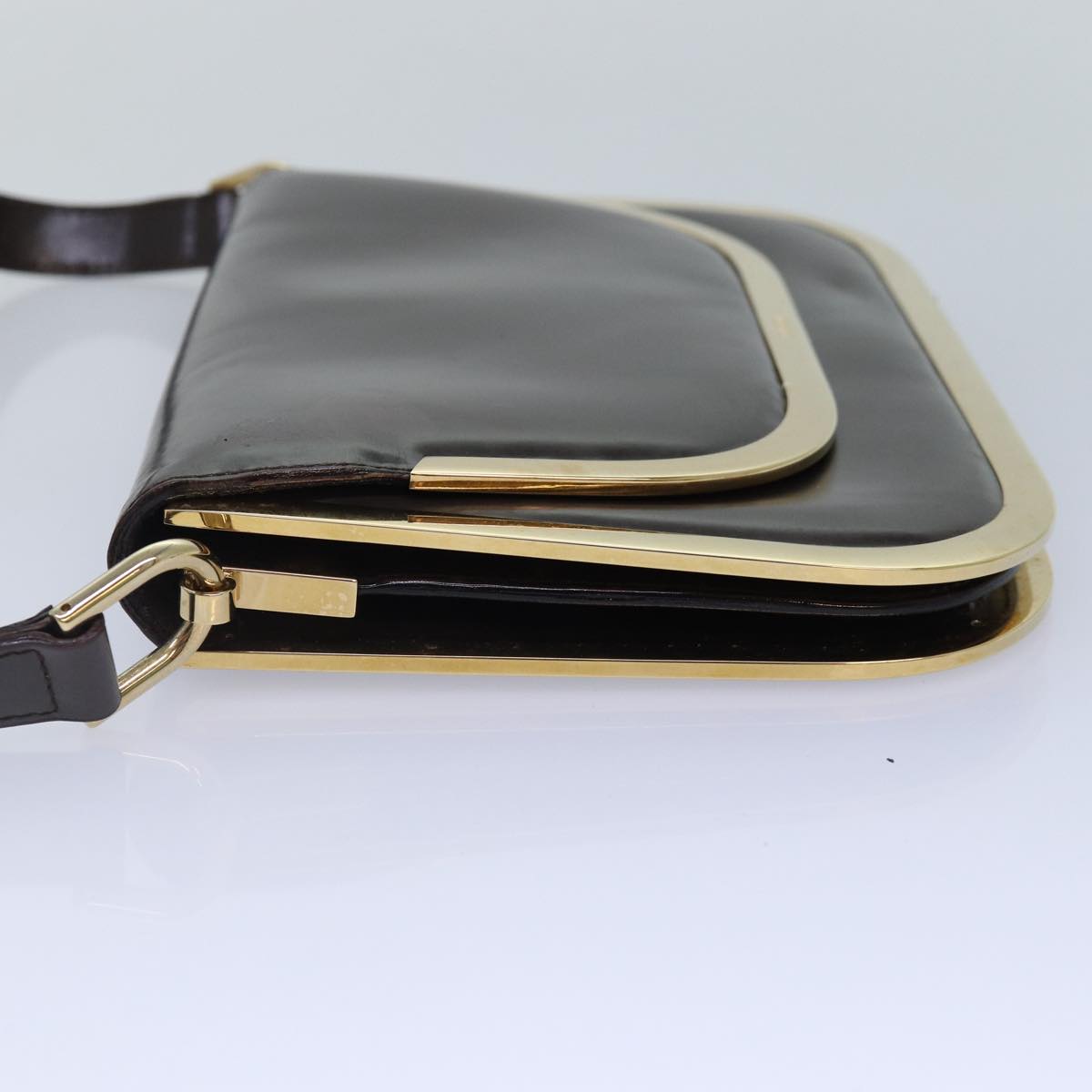 GUCCI Shoulder Bag Leather Gold Brown 001 2058 1764 0 Auth 85409