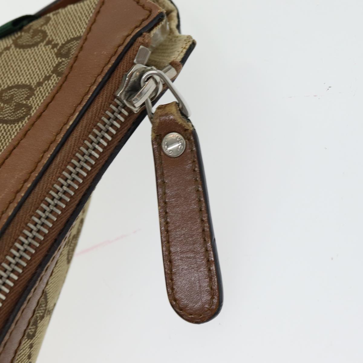 GUCCI GG Canvas Web Sherry Line Shoulder Bag Beige Silver Red 353399 Auth 85990