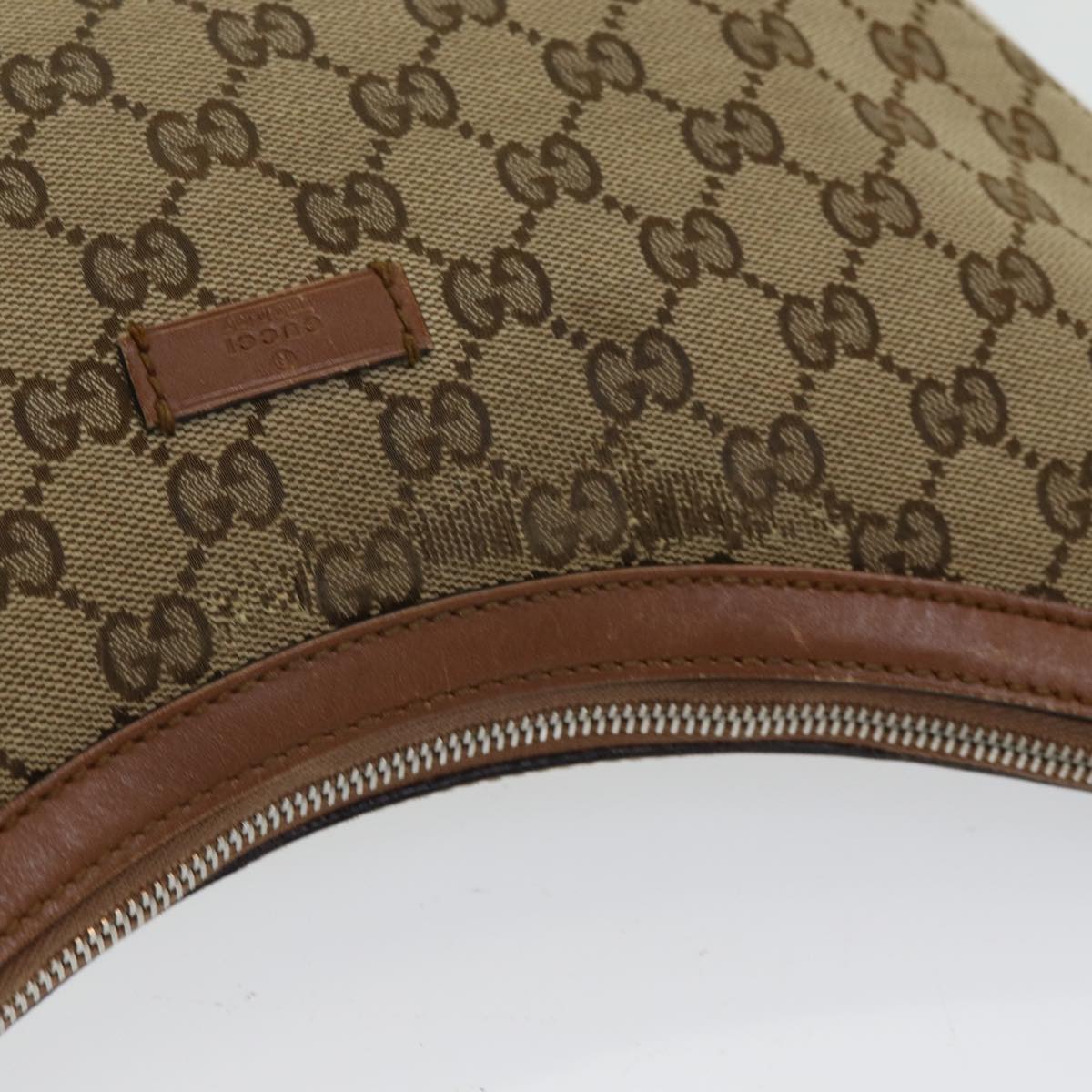 GUCCI GG Canvas Web Sherry Line Shoulder Bag Beige Silver Red 353399 Auth 85990