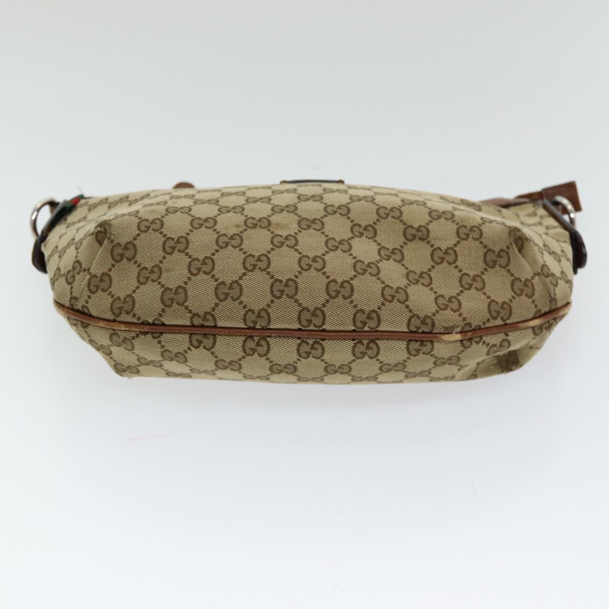 GUCCI GG Canvas Web Sherry Line Shoulder Bag Beige Silver Red 353399 Auth 85990