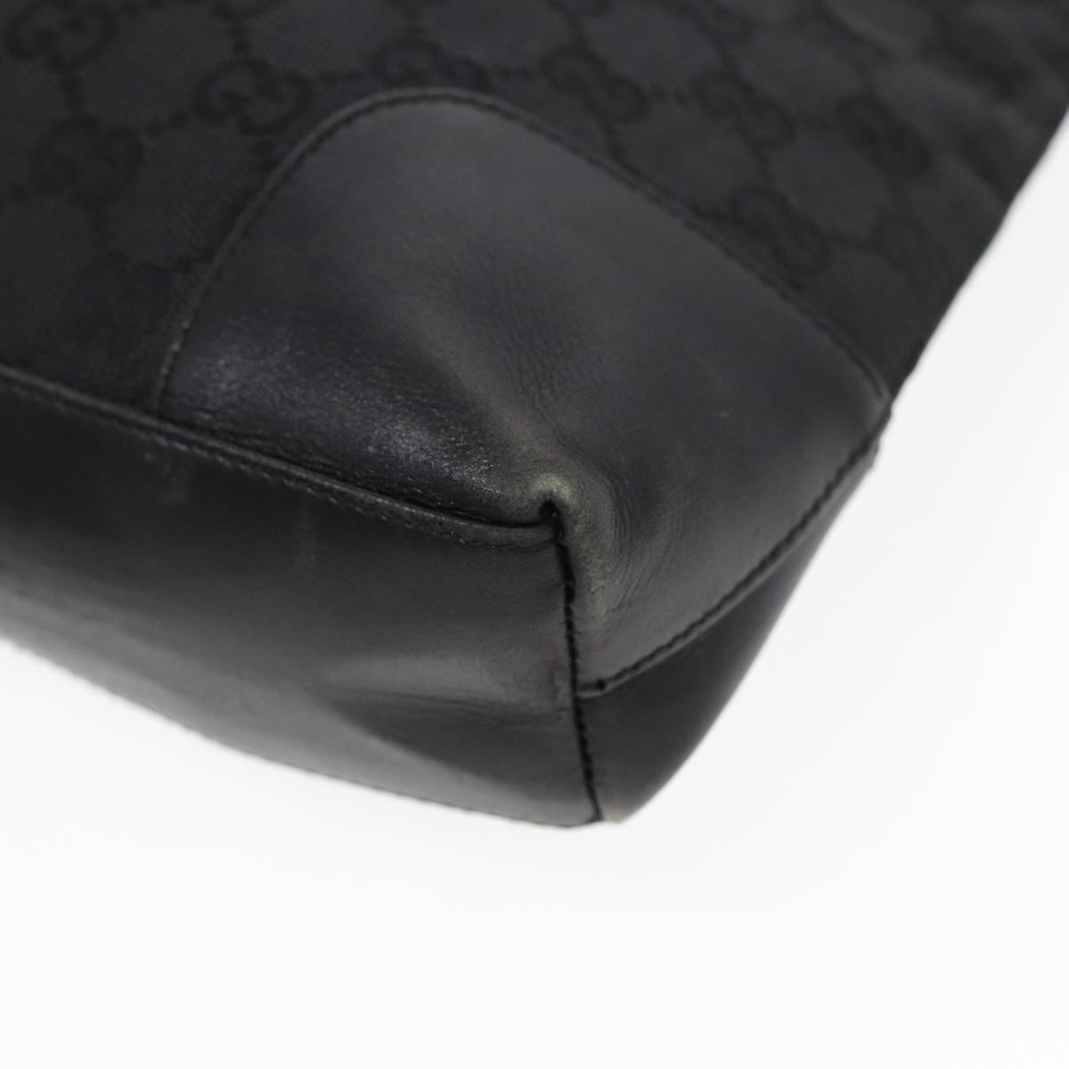 GUCCI GG Canvas Shoulder Bag Black Gold 33900 Auth 85998