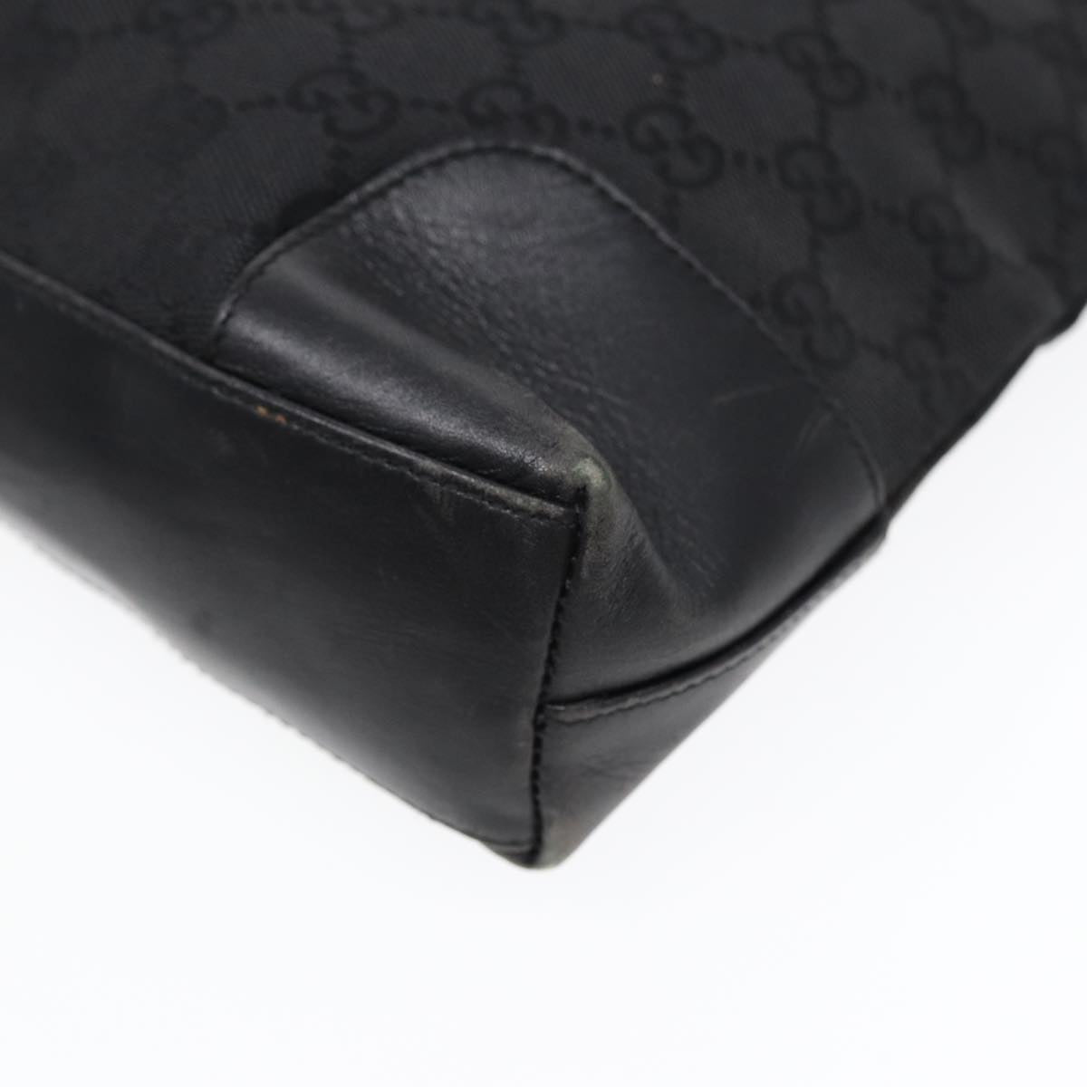 GUCCI GG Canvas Shoulder Bag Black Gold 33900 Auth 85998