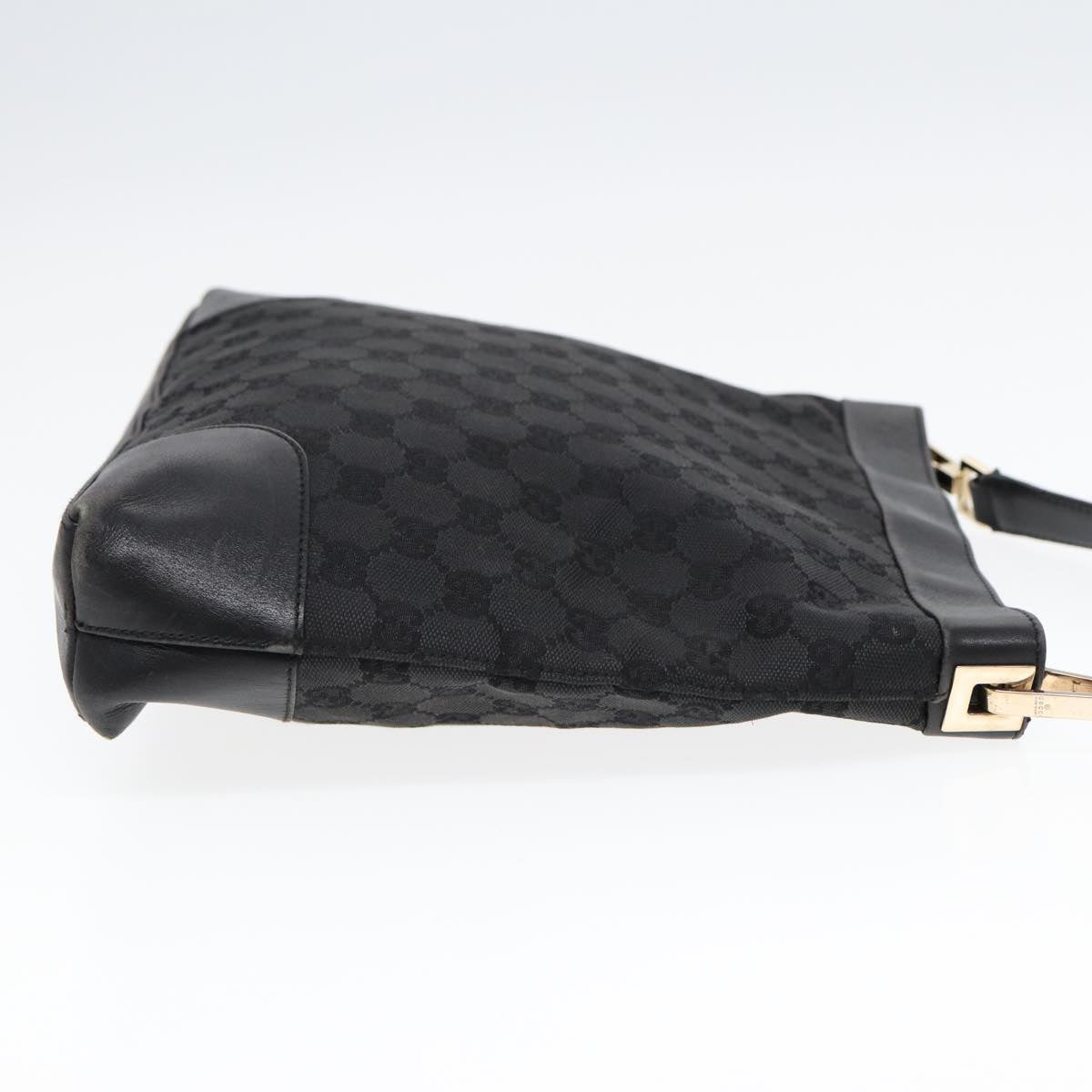 GUCCI GG Canvas Shoulder Bag Black Gold 33900 Auth 85998
