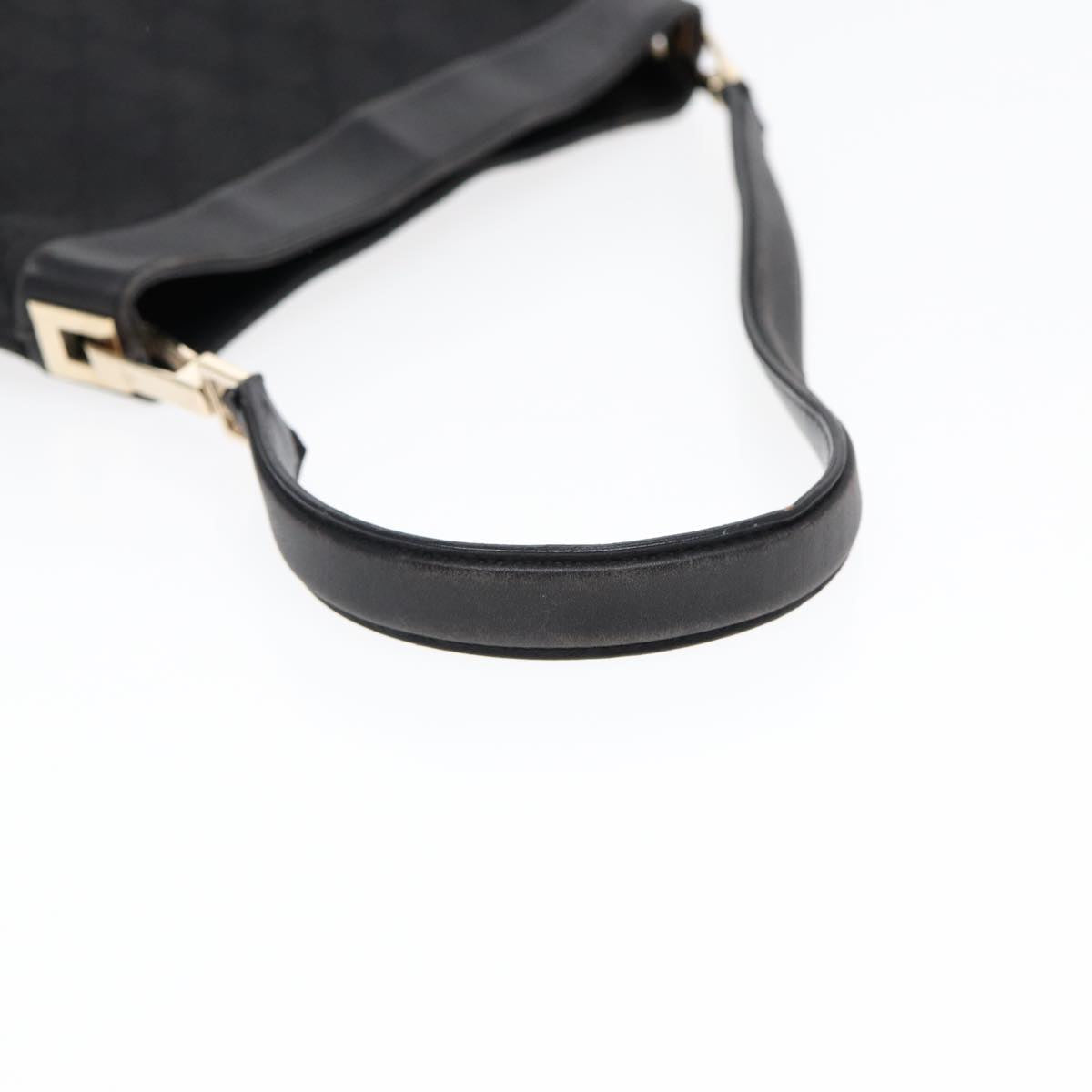 GUCCI GG Canvas Shoulder Bag Black Gold 33900 Auth 85998