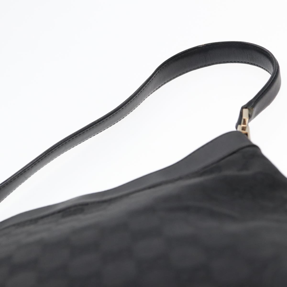 GUCCI GG Canvas Shoulder Bag Black Gold 33900 Auth 85998
