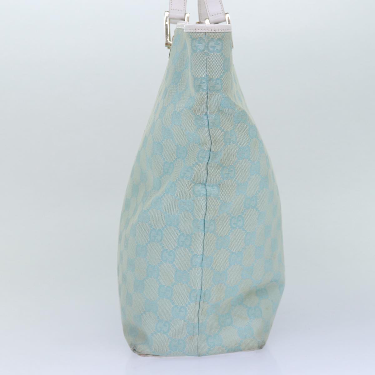 GUCCI GG Canvas Tote Bag Light Blue Gold 002 1098 1705 Auth 86897