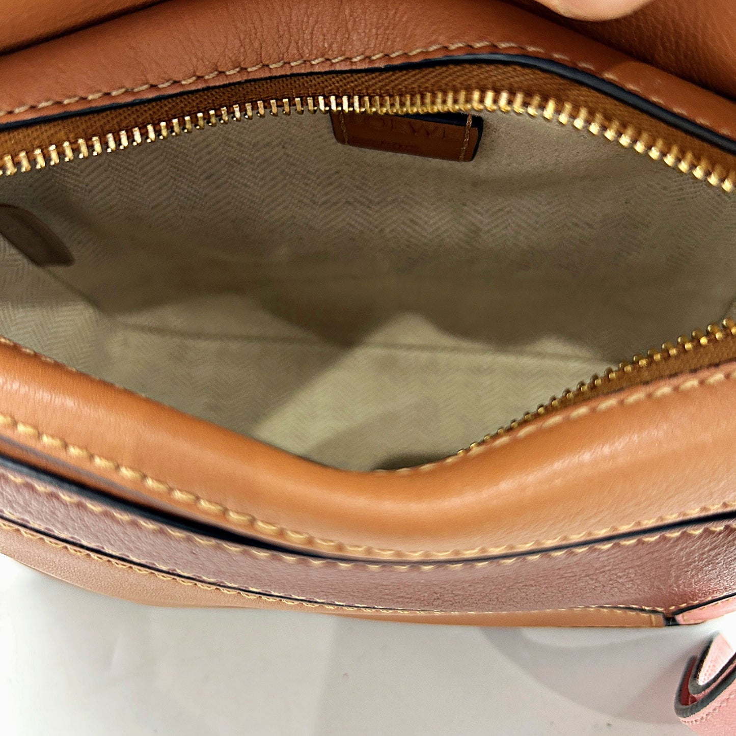 LOEWE Calfskin Mini Puzzle Bag Tan Medium Pink LA36264