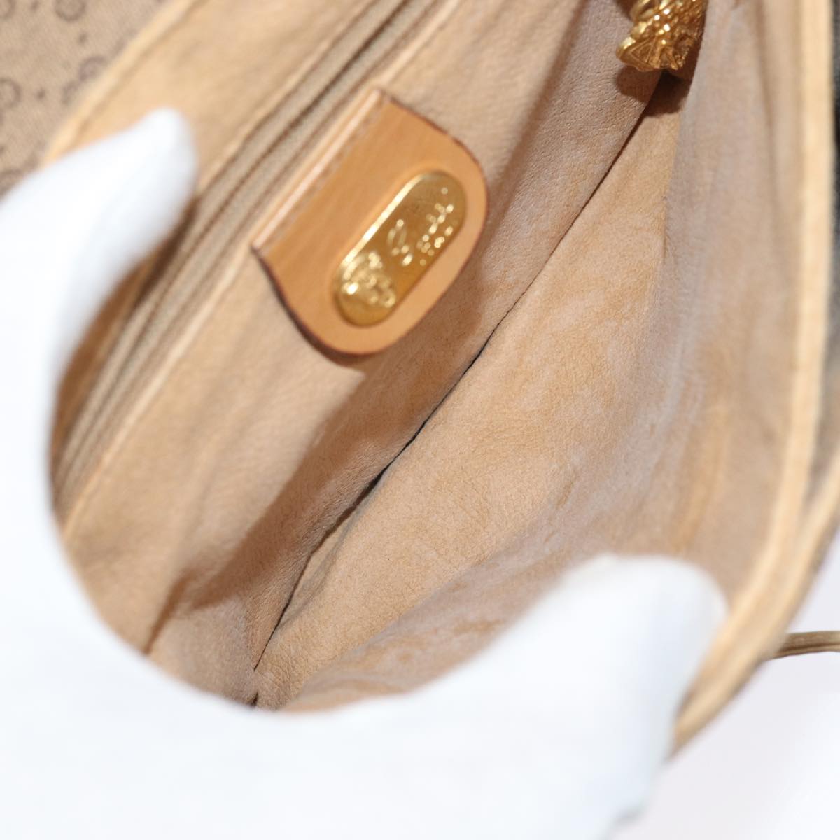 GUCCI Micro GG Supreme Shoulder Bag PVC Beige Gold 49 007 5548 Auth 87020