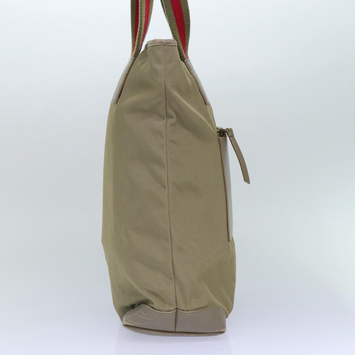 GUCCI Web Sherry Line Tote Bag Nylon Beige Red Green 019 0401 1956 Auth 87267