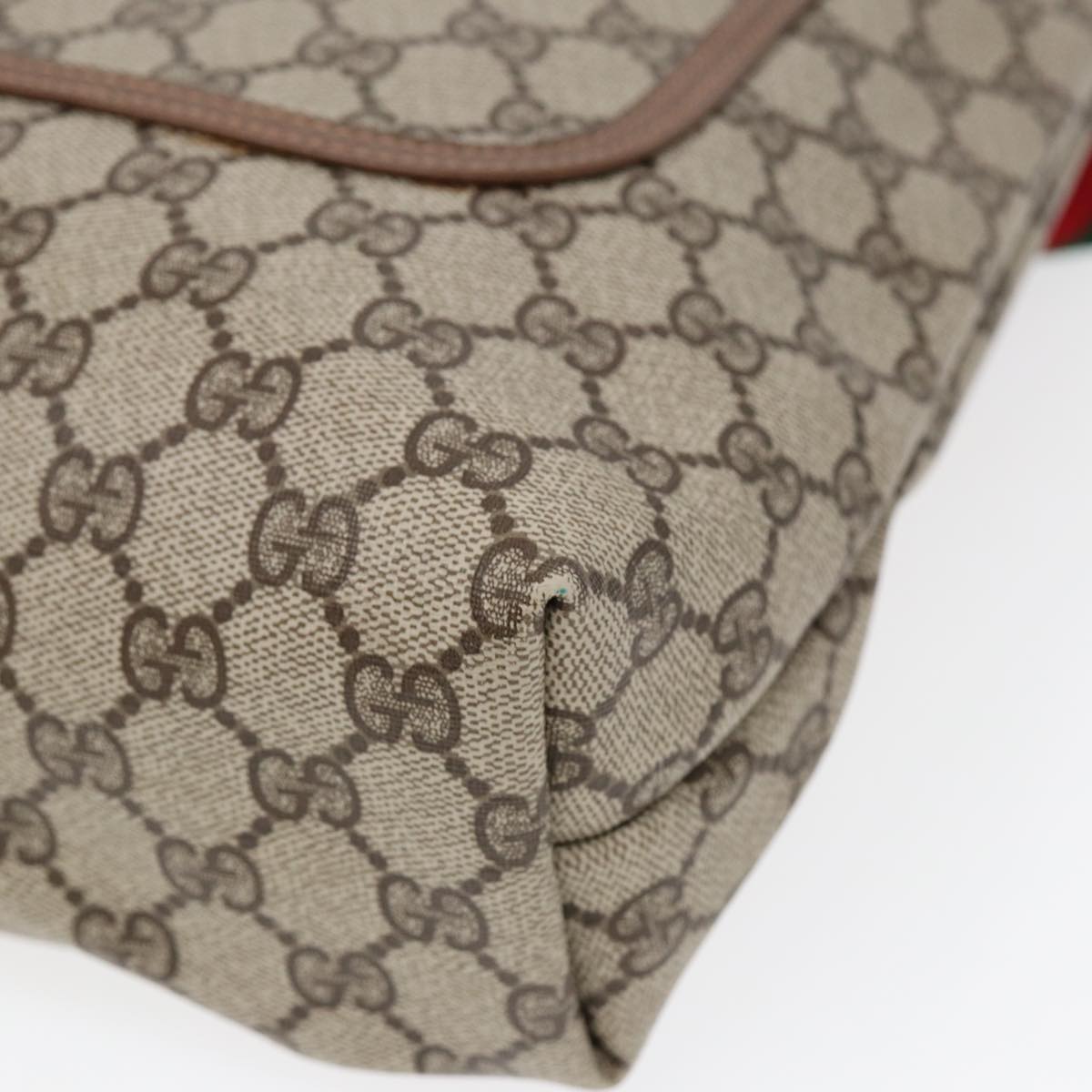 GUCCI GG Supreme Web Sherry Line Tote Bag PVC Leather Beige 39 02 003 Auth 87281
