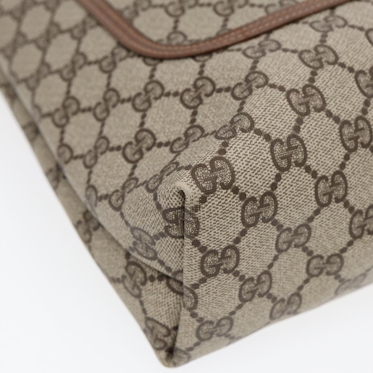 GUCCI GG Supreme Web Sherry Line Tote Bag PVC Leather Beige 39 02 003 Auth 87281