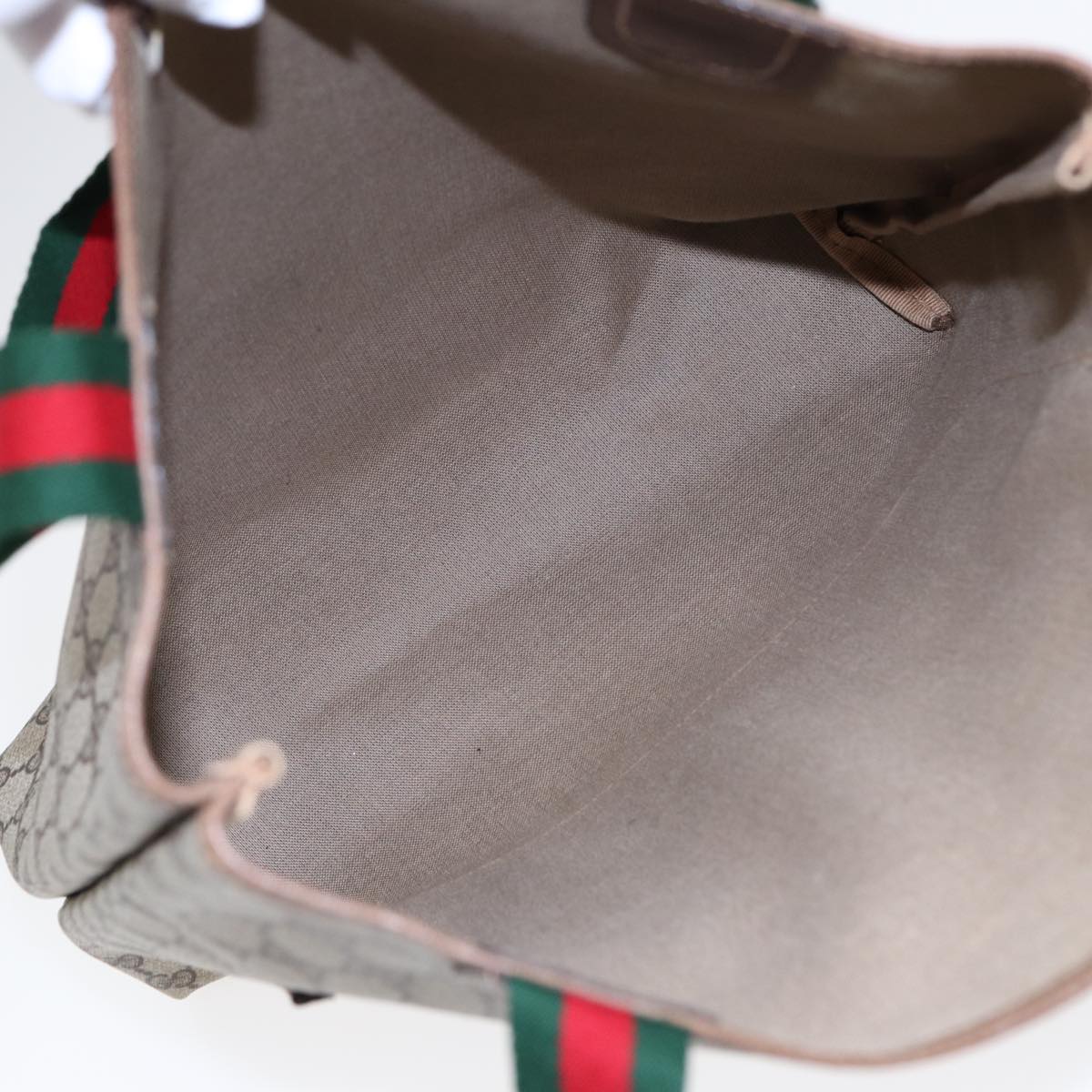 GUCCI GG Supreme Web Sherry Line Tote Bag PVC Leather Beige 39 02 003 Auth 87281