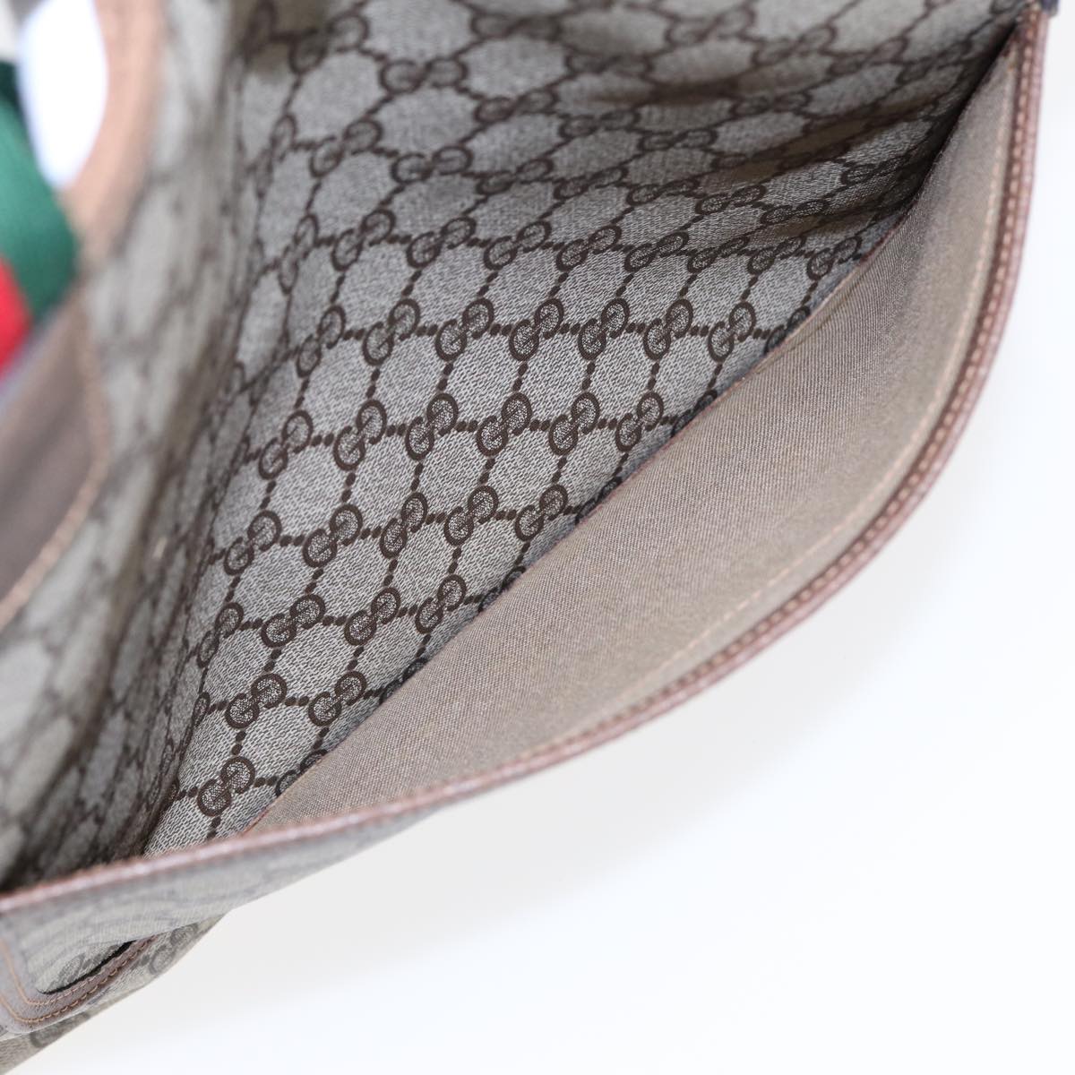 GUCCI GG Supreme Web Sherry Line Tote Bag PVC Leather Beige 39 02 003 Auth 87281