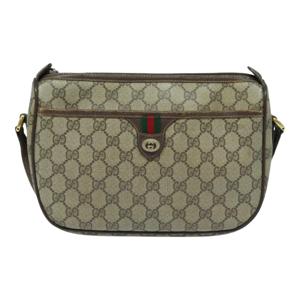 GUCCI GG Supreme Shoulder Bag PVC Leather Beige Brown gold 89 02 077 Auth 87295