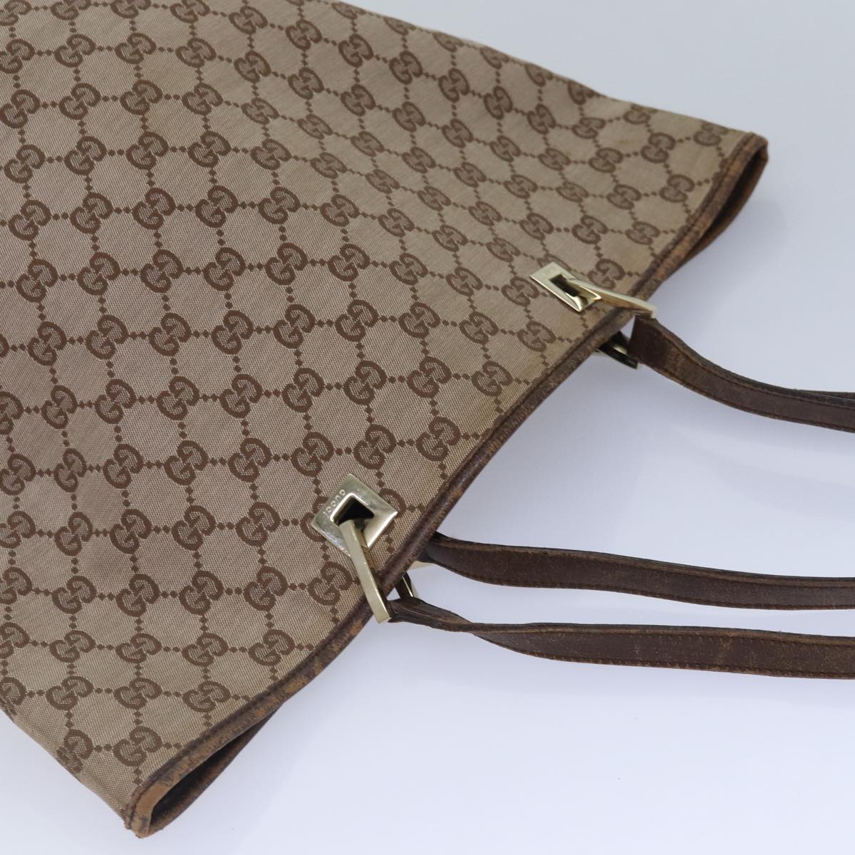 GUCCI GG Canvas Tote Bag Beige 002 1098 Auth 87340