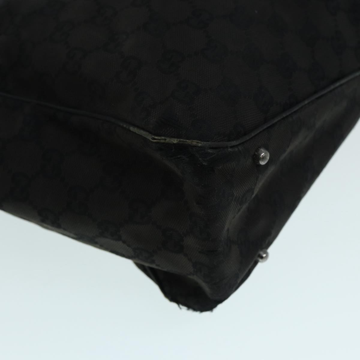 GUCCI GG Canvas Shoulder Bag Black Silver 113017 002404 Auth 87780