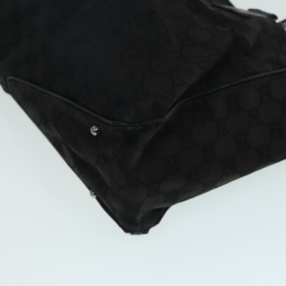 GUCCI GG Canvas Shoulder Bag Black Silver 113017 002404 Auth 87780