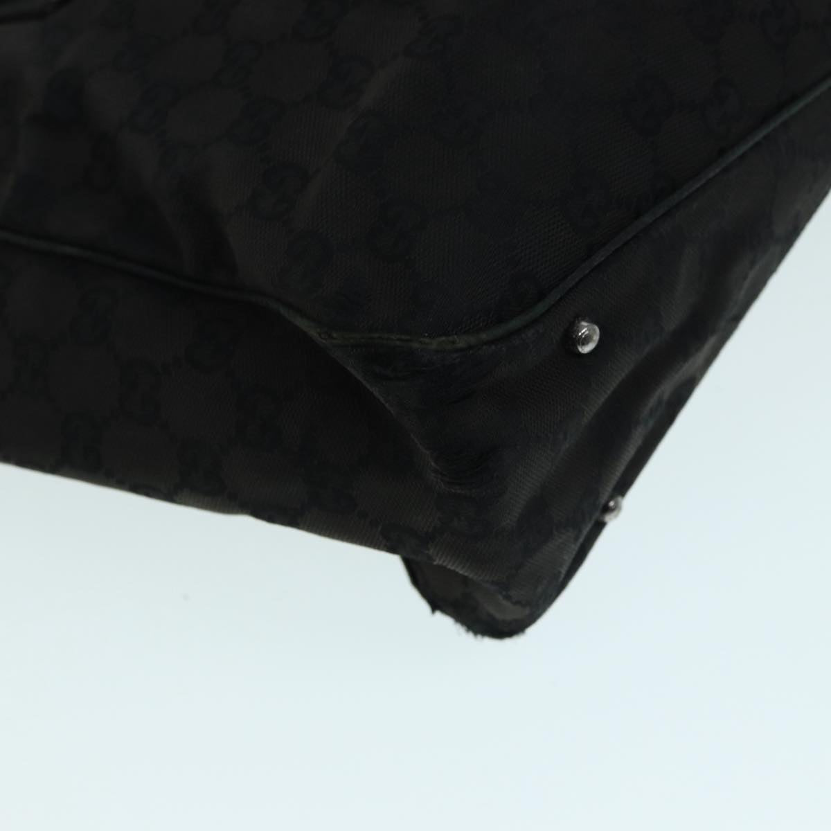 GUCCI GG Canvas Shoulder Bag Black Silver 113017 002404 Auth 87780