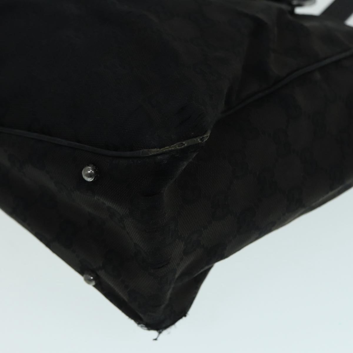 GUCCI GG Canvas Shoulder Bag Black Silver 113017 002404 Auth 87780