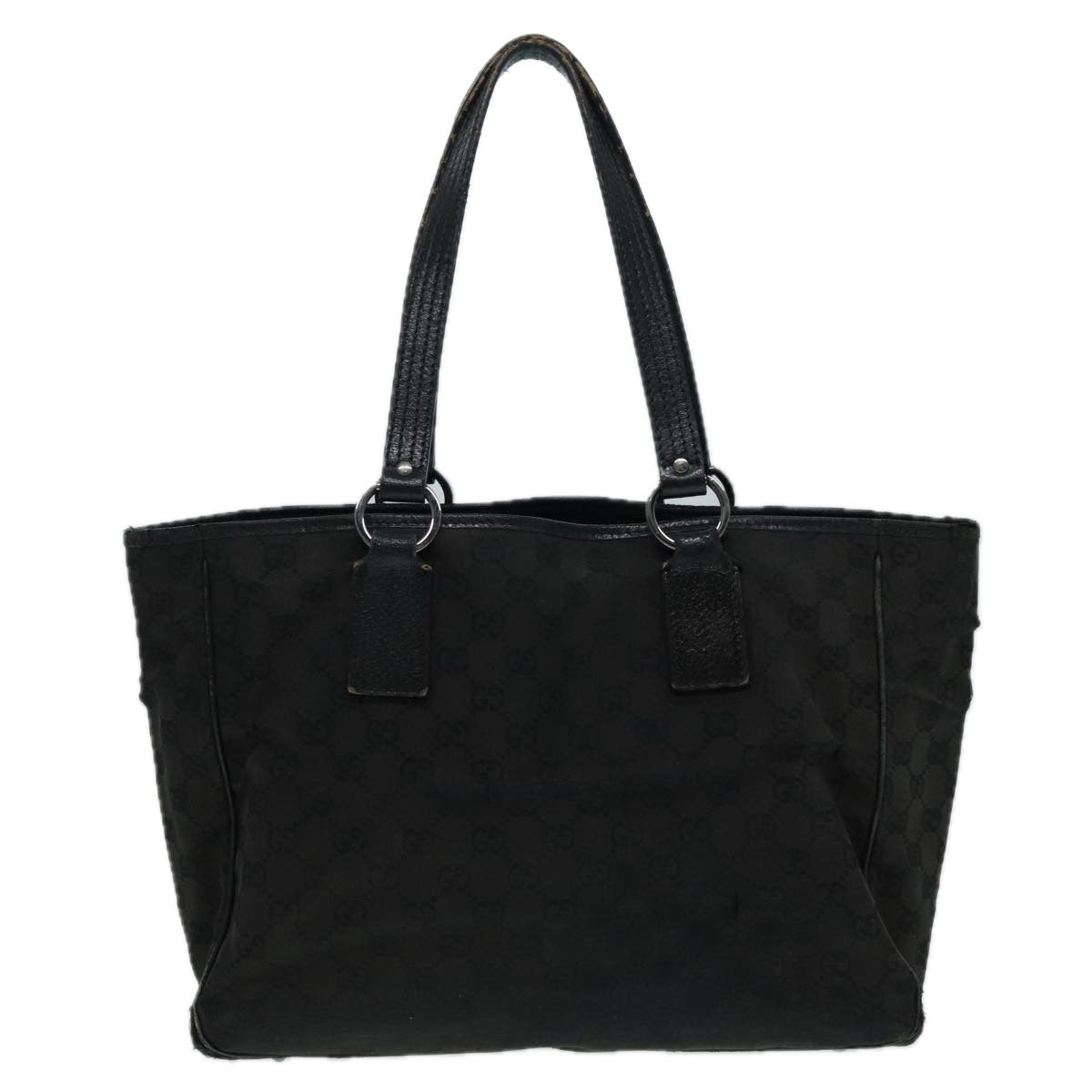 GUCCI GG Canvas Shoulder Bag Black Silver 113017 002404 Auth 87780