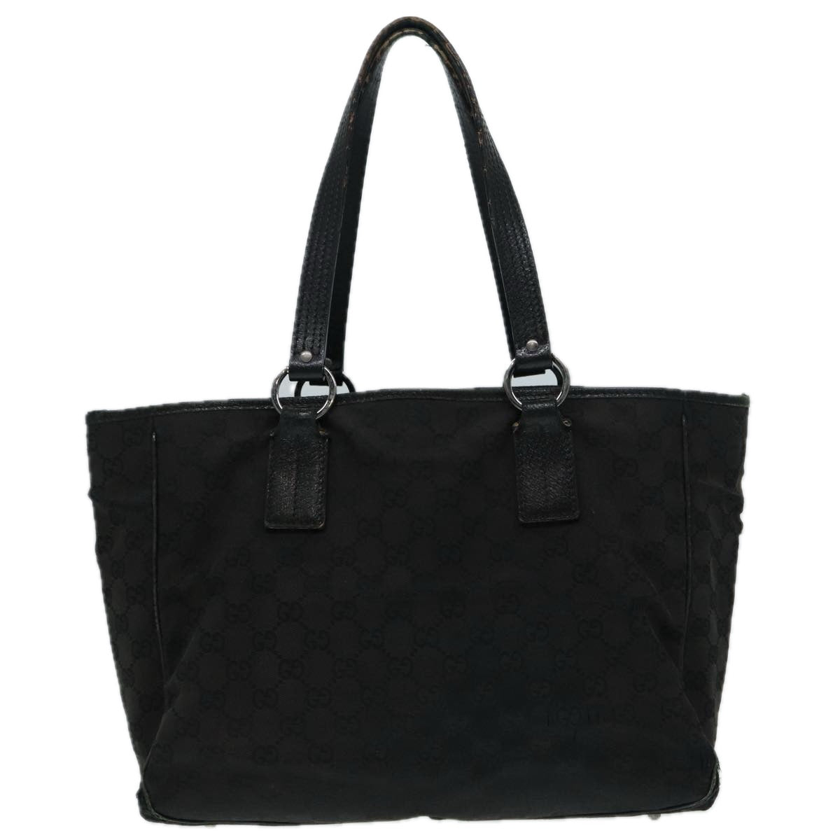 GUCCI GG Canvas Shoulder Bag Black Silver 113017 002404 Auth 87780