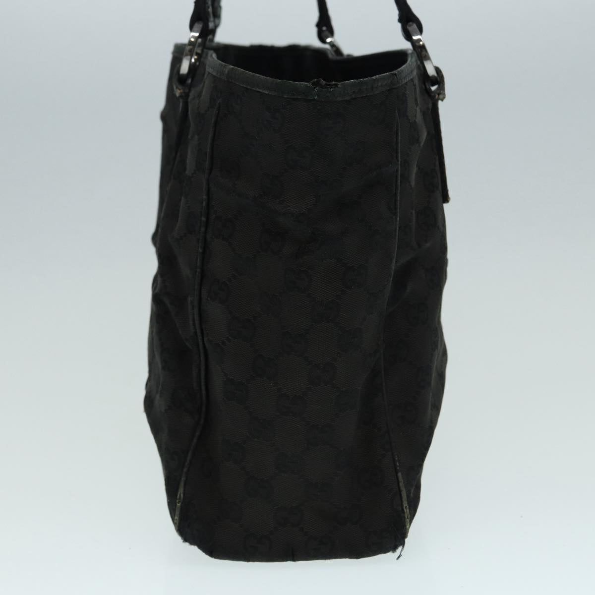 GUCCI GG Canvas Shoulder Bag Black Silver 113017 002404 Auth 87780