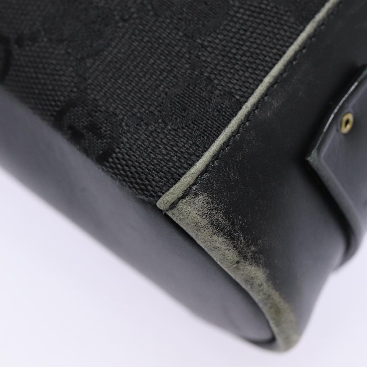 GUCCI GG Canvas Shoulder Bag Black Silver 91761 Auth 87782
