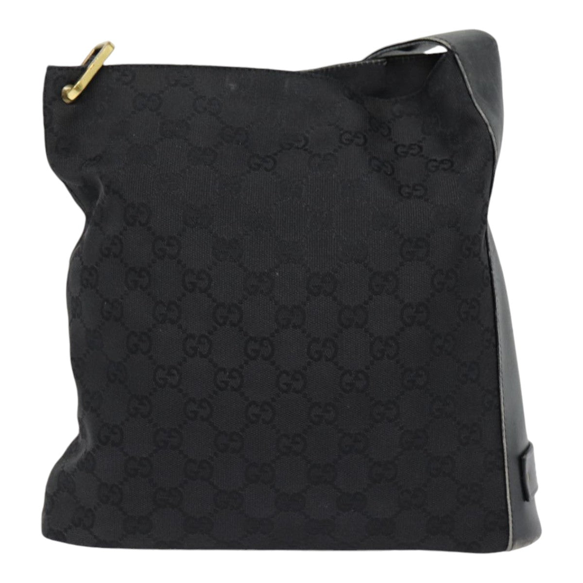 GUCCI GG Canvas Shoulder Bag Black Silver 91761 Auth 87782