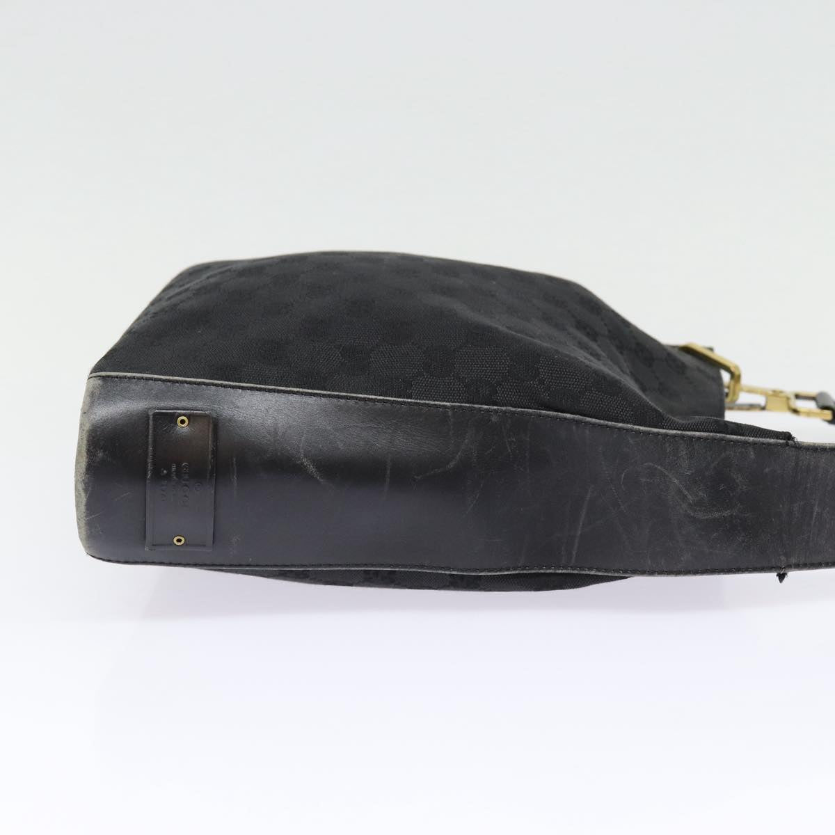 GUCCI GG Canvas Shoulder Bag Black Silver 91761 Auth 87782