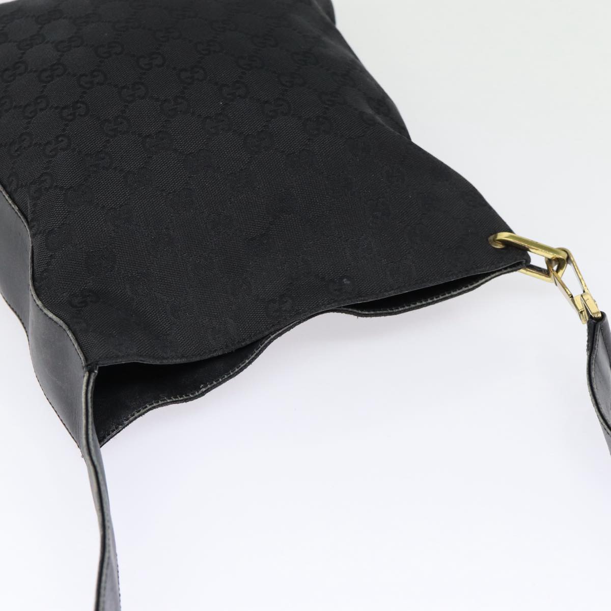 GUCCI GG Canvas Shoulder Bag Black Silver 91761 Auth 87782