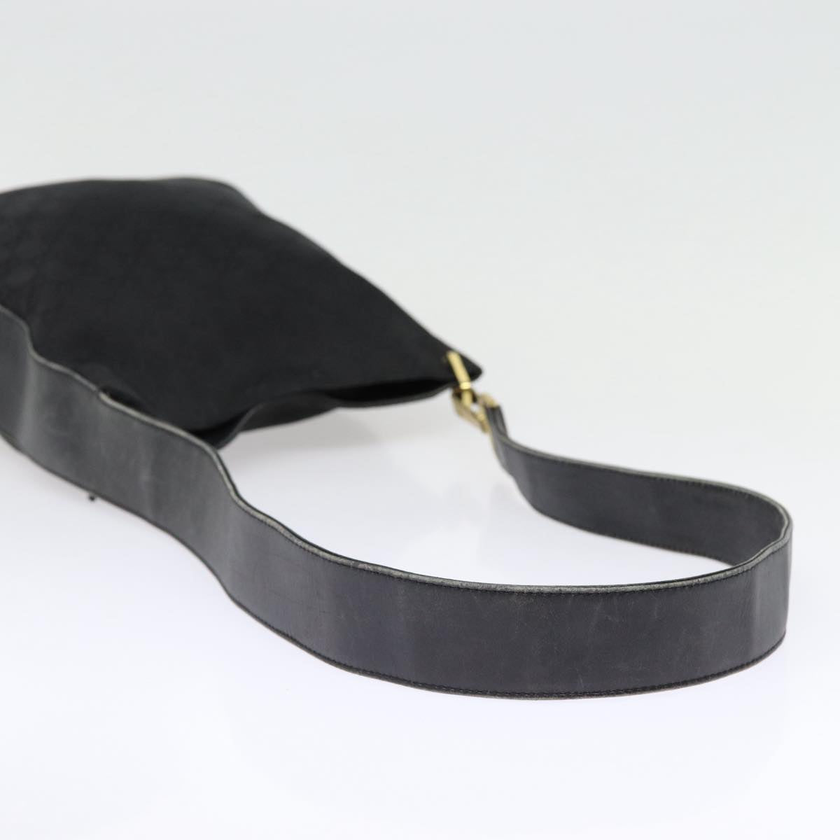 GUCCI GG Canvas Shoulder Bag Black Silver 91761 Auth 87782