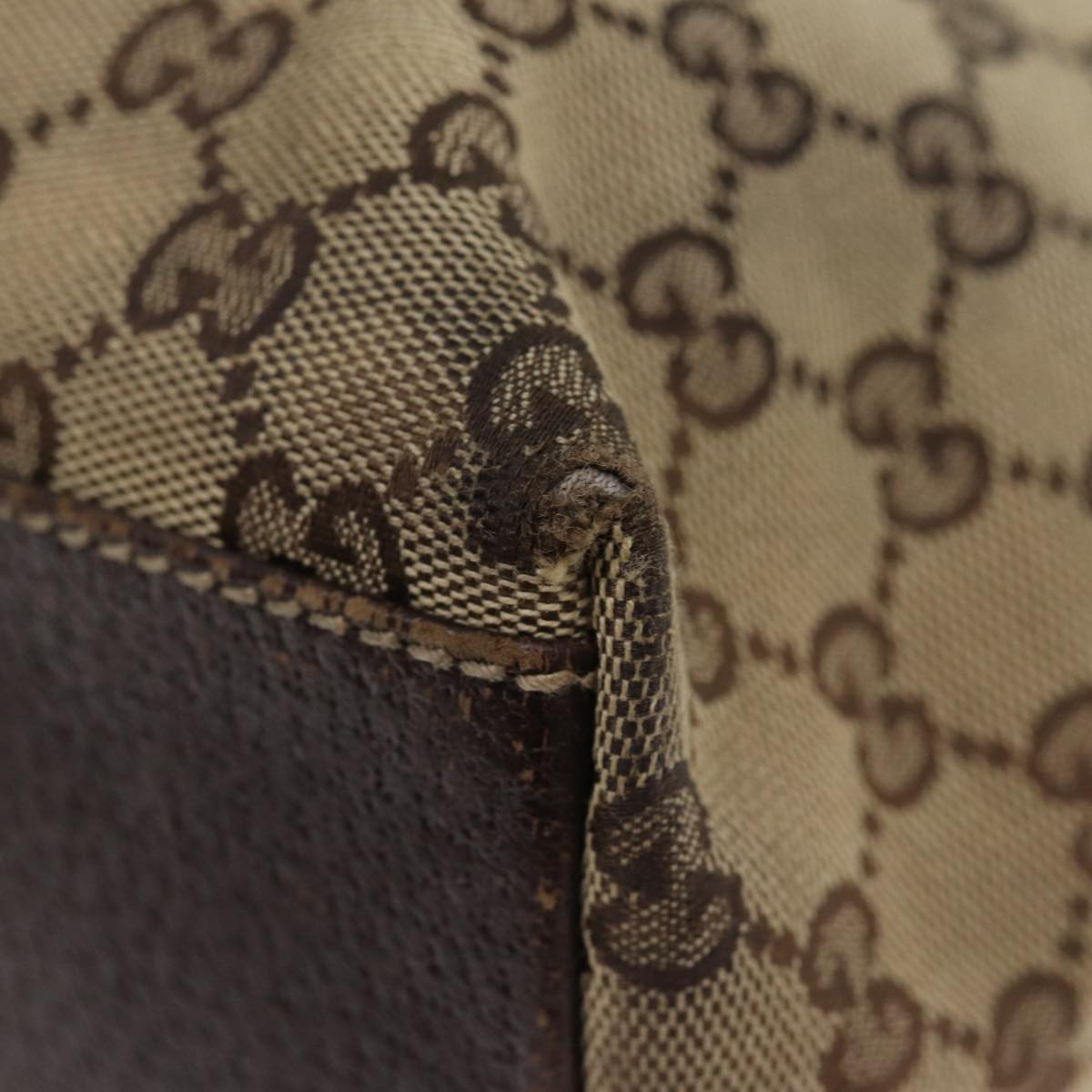 GUCCI GG Canvas Tote Bag Beige Gold 153009 Auth 87903