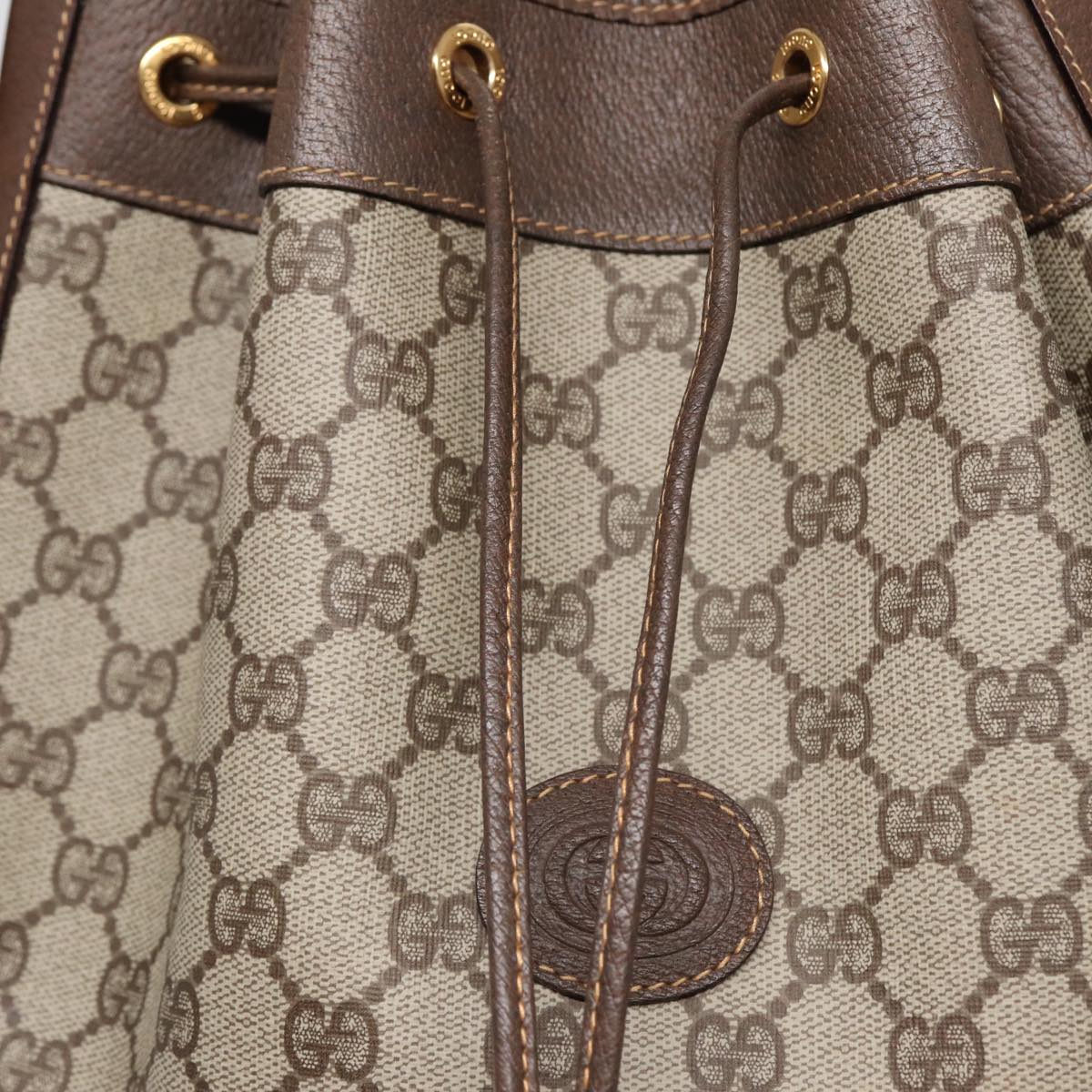 GUCCI GG Supreme Web Sherry Line Shoulder Bag Beige Gold 001 164 0933 Auth 88150