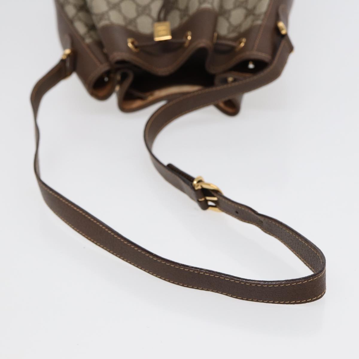 GUCCI GG Supreme Web Sherry Line Shoulder Bag Beige Gold 001 164 0933 Auth 88150