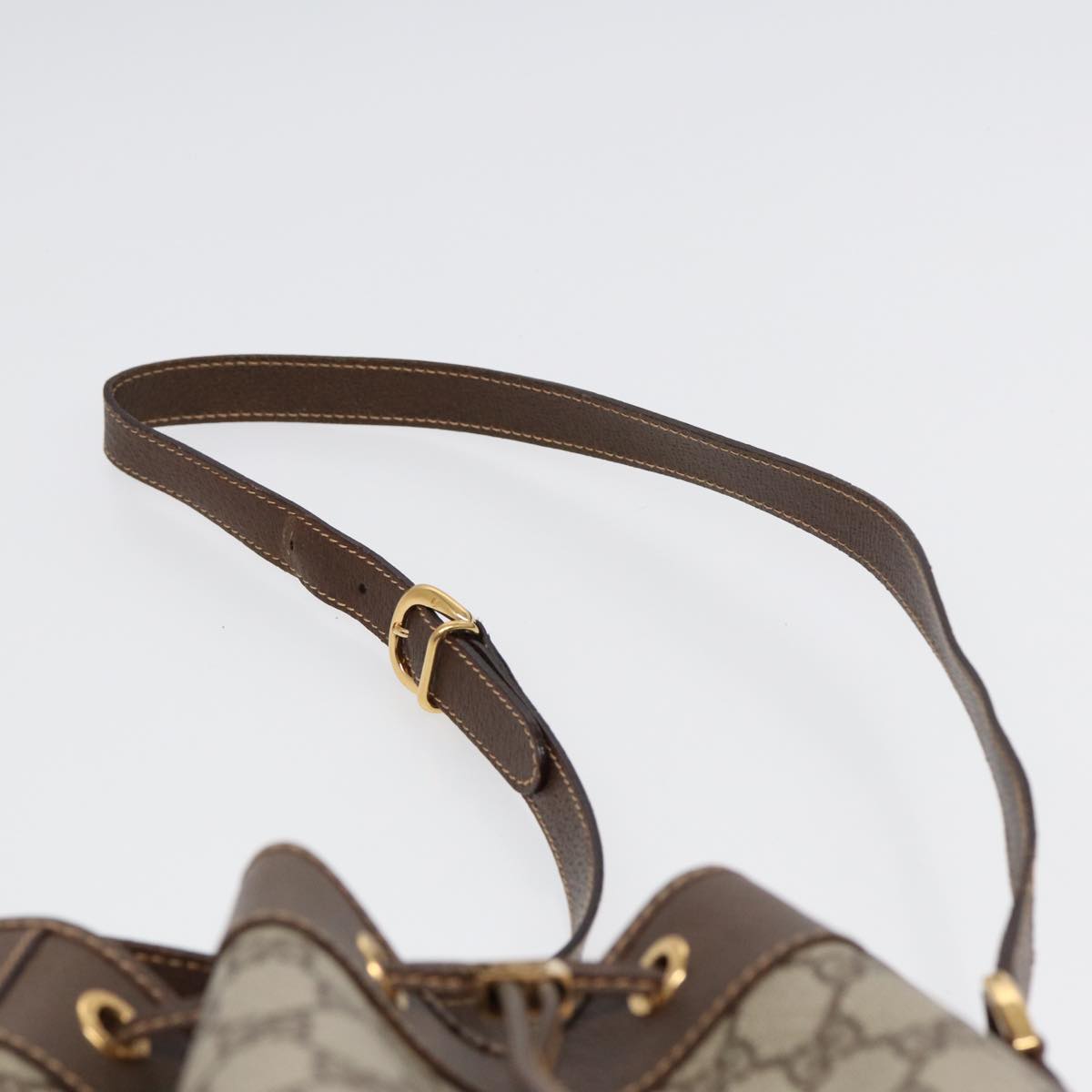 GUCCI GG Supreme Web Sherry Line Shoulder Bag Beige Gold 001 164 0933 Auth 88150