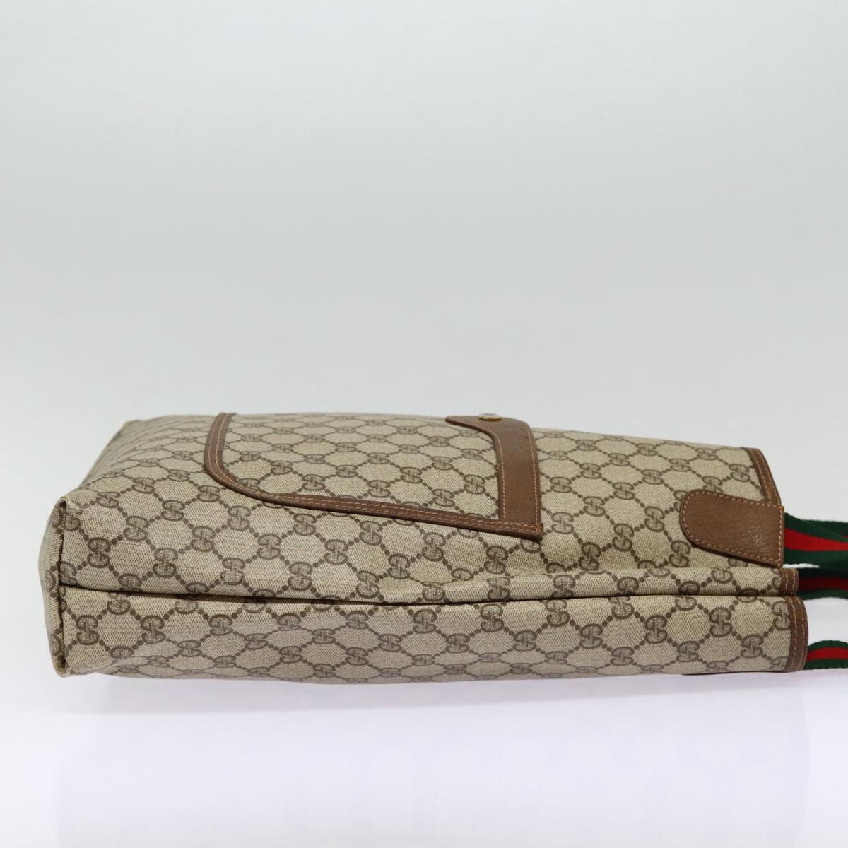 GUCCI GG Supreme Web Sherry Line Tote Bag PVC Beige Red 39 02 003 Auth 88151