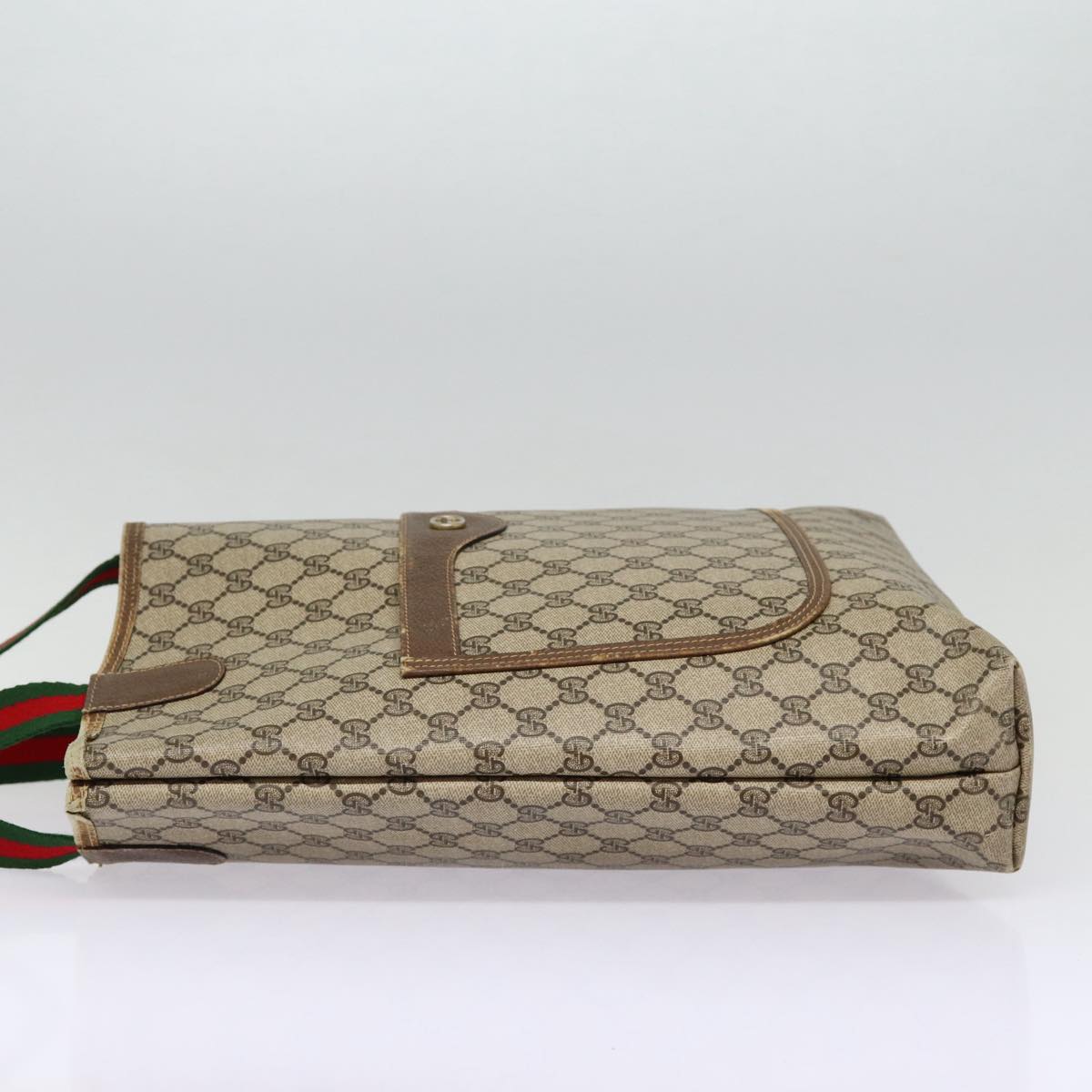 GUCCI GG Supreme Web Sherry Line Tote Bag PVC Beige Red 40 02 003 Auth 88153