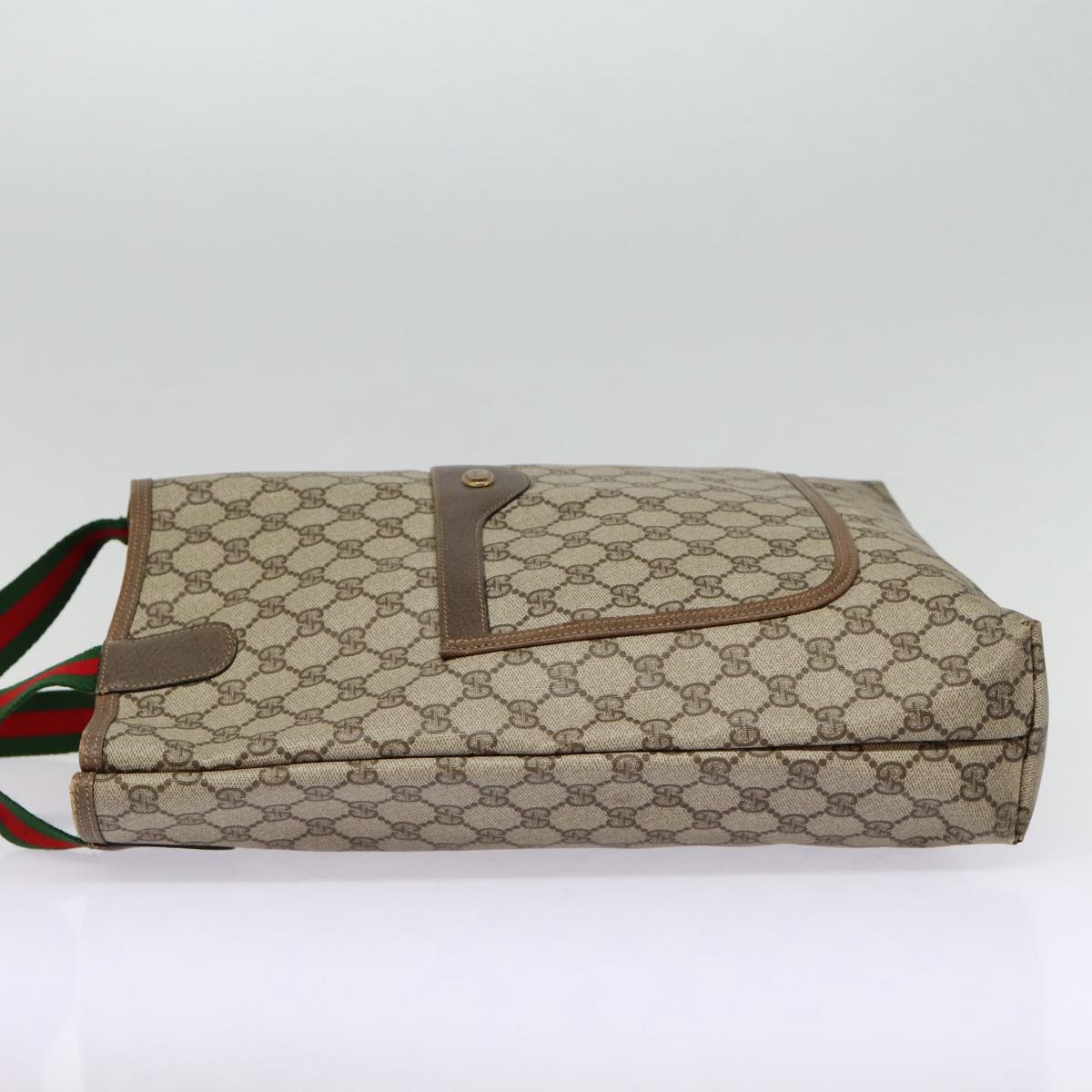 GUCCI GG Supreme Web Sherry Line Tote Bag PVC Beige Red 39 02 003 Auth 88154