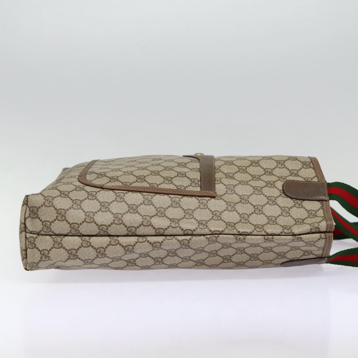 GUCCI GG Supreme Web Sherry Line Tote Bag PVC Beige Red 39 02 003 Auth 88154
