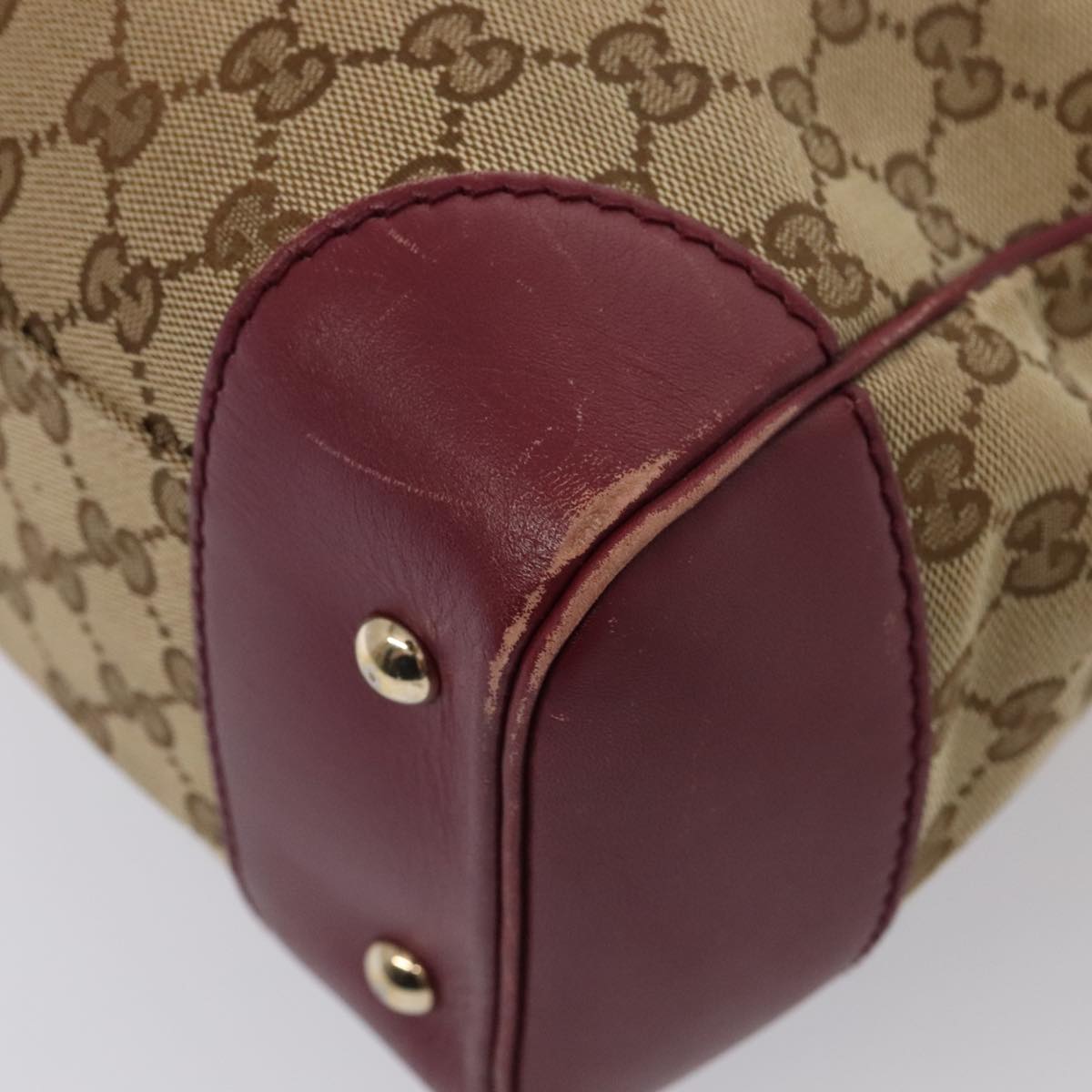 GUCCI GG Canvas Shoulder Bag Beige Gold 257061 Auth 88172