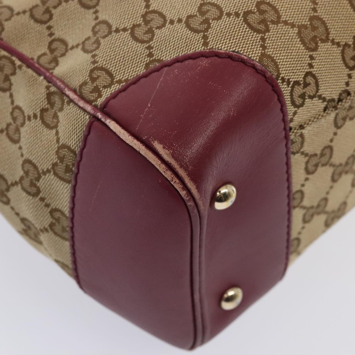 GUCCI GG Canvas Shoulder Bag Beige Gold 257061 Auth 88172