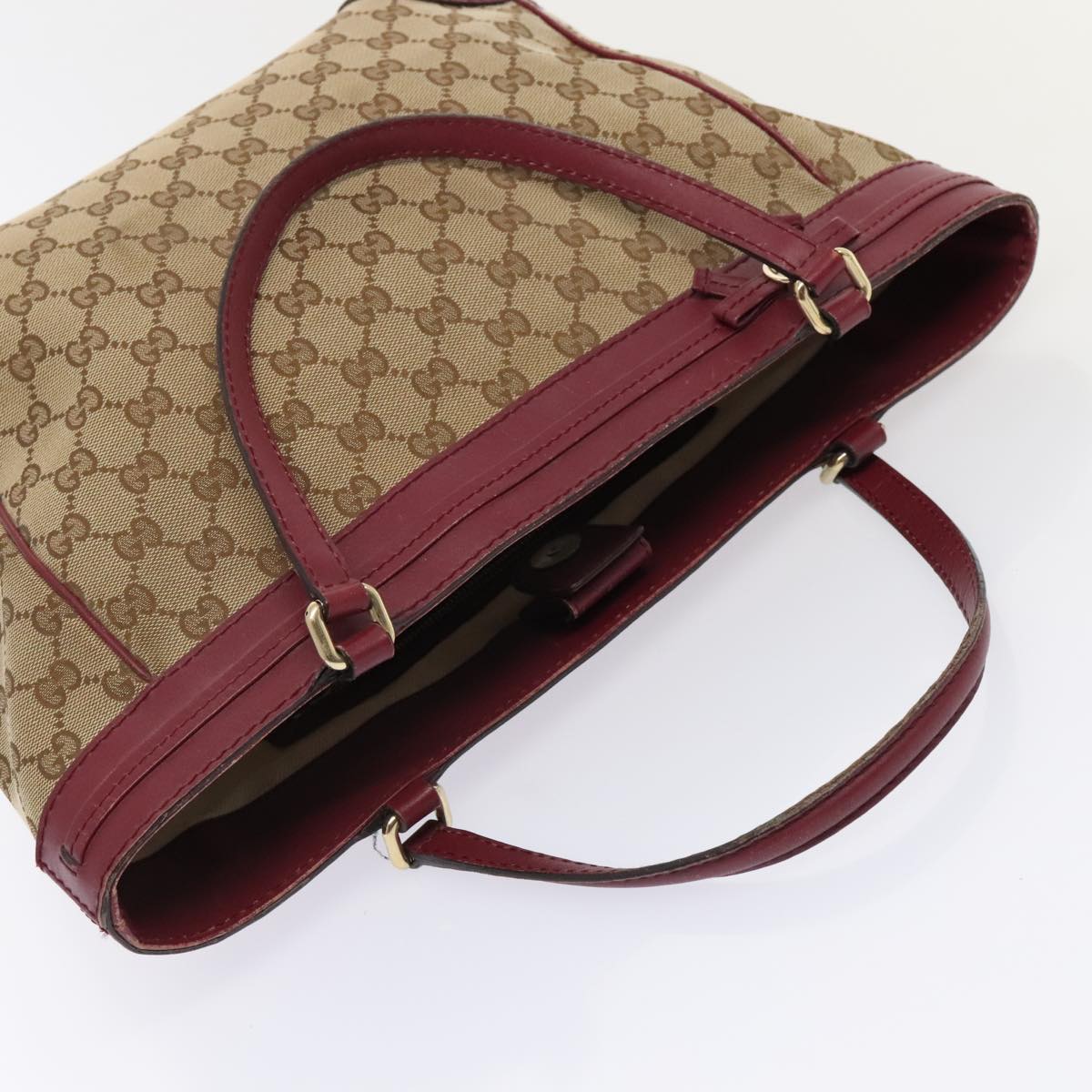 GUCCI GG Canvas Shoulder Bag Beige Gold 257061 Auth 88172
