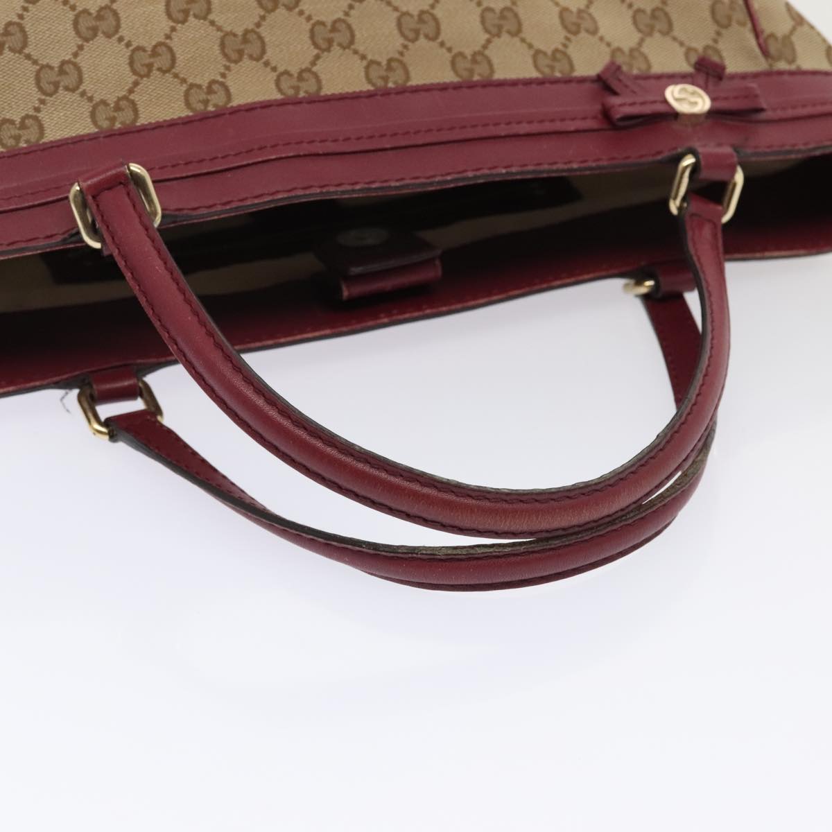GUCCI GG Canvas Shoulder Bag Beige Gold 257061 Auth 88172