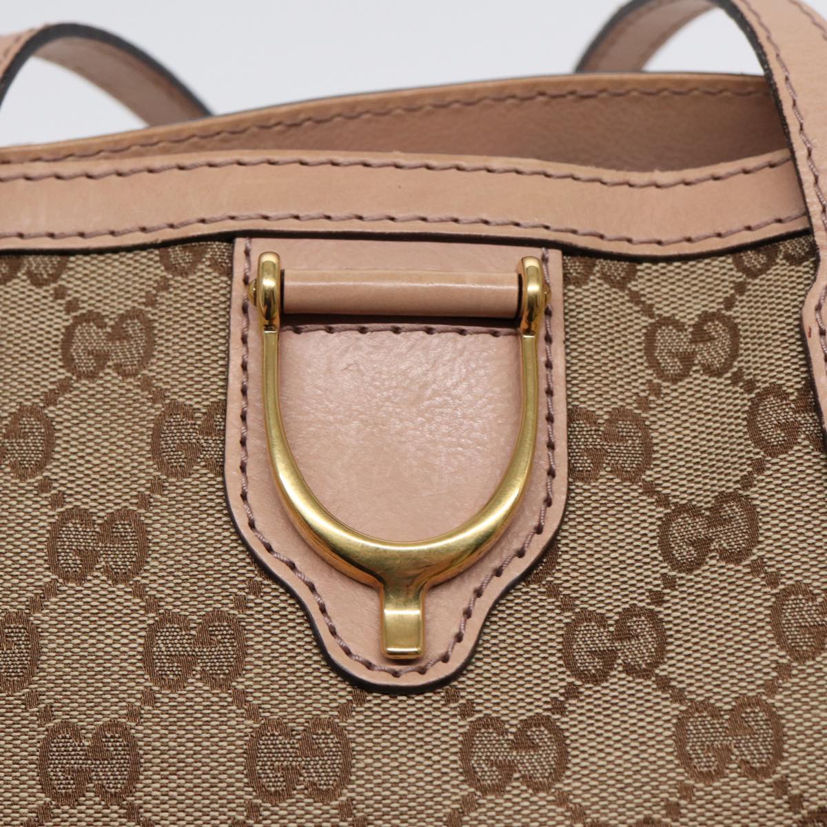 GUCCI GG Canvas Shoulder Bag Beige Gold 308604 Auth 88173