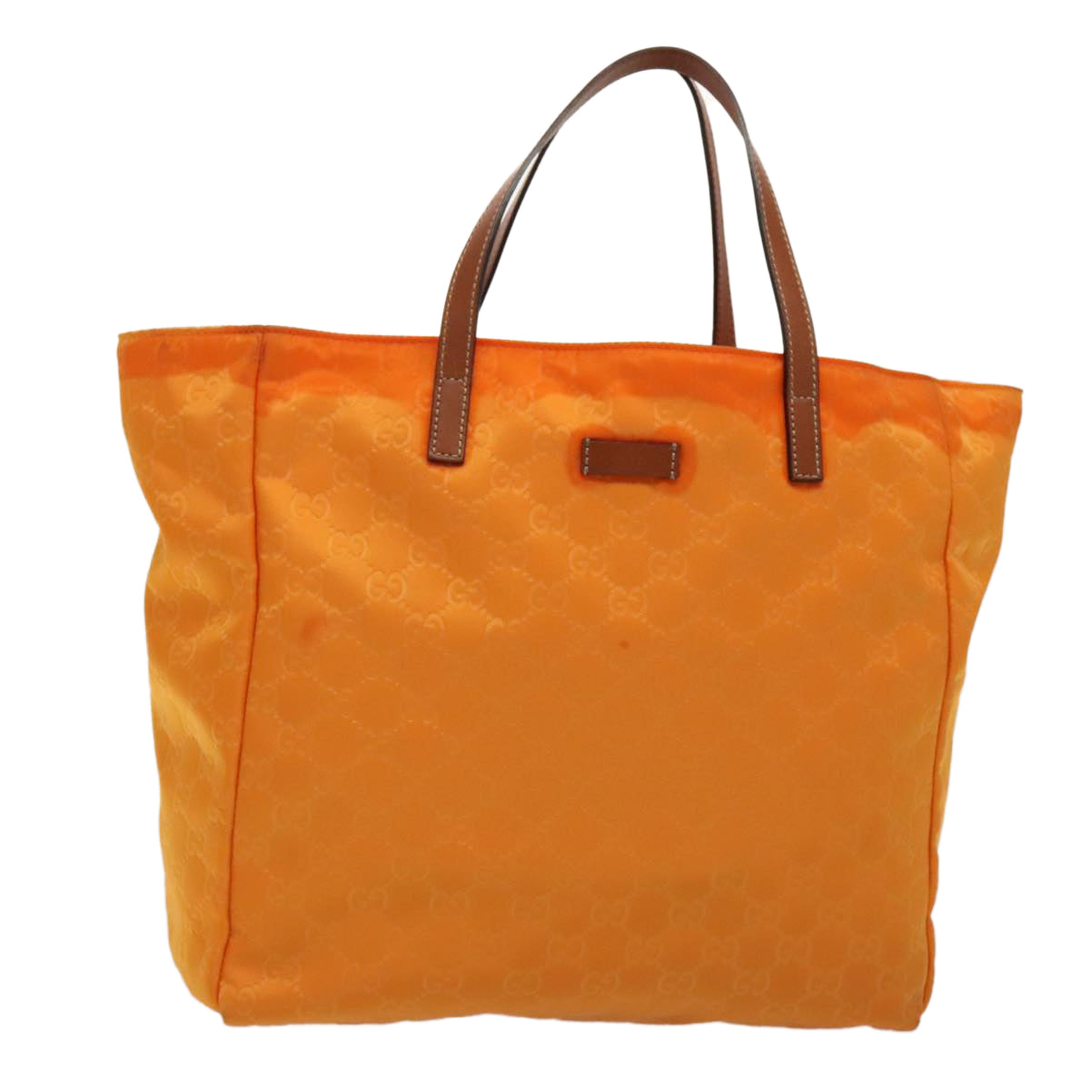 GUCCI GG Canvas Tote Bag Nylon Orange Silver 282439 Auth 88179