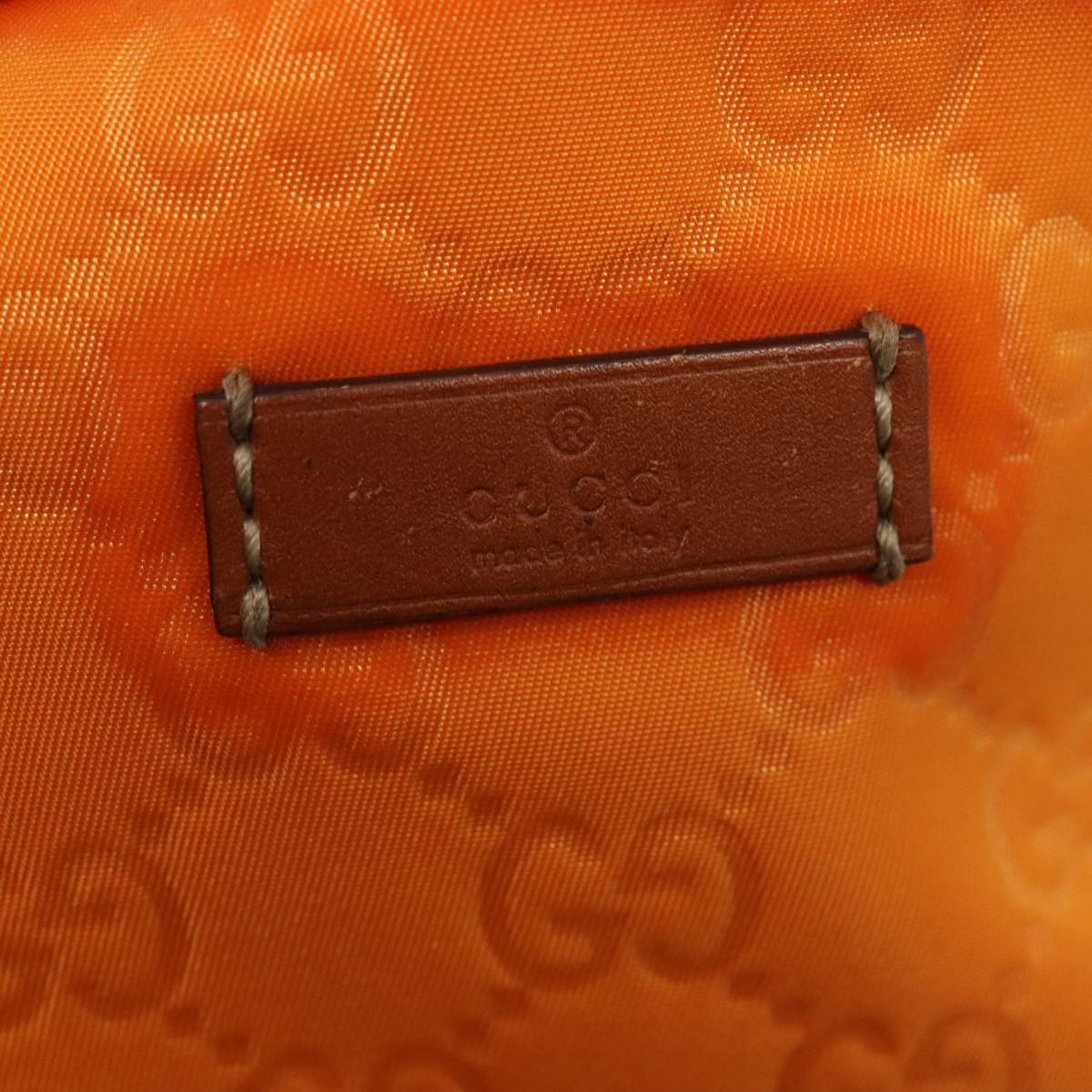 GUCCI GG Canvas Tote Bag Nylon Orange Silver 282439 Auth 88179